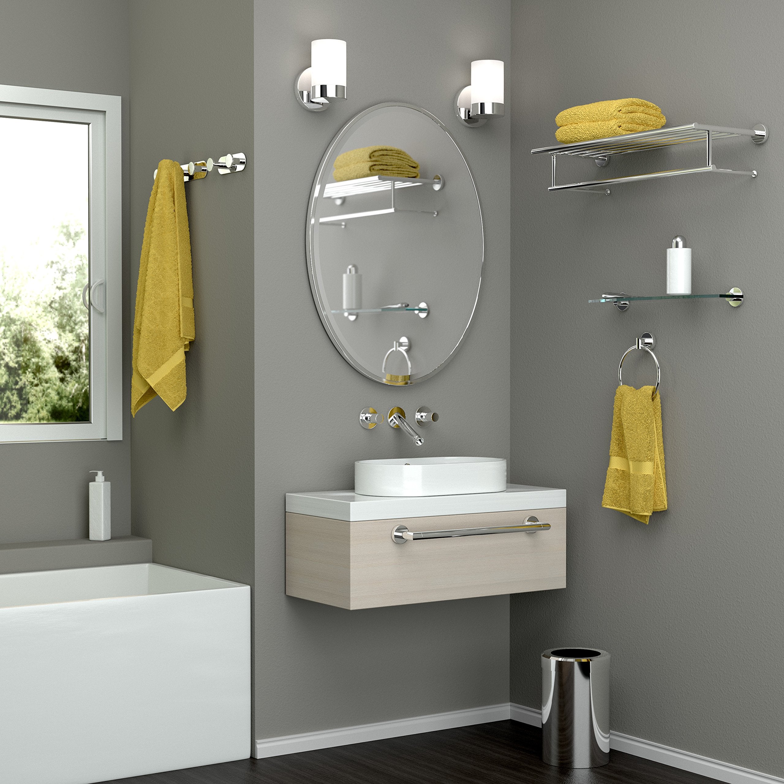 Gatco 4630 Glam Single Towel Bar, 2 Lbs, Chrome