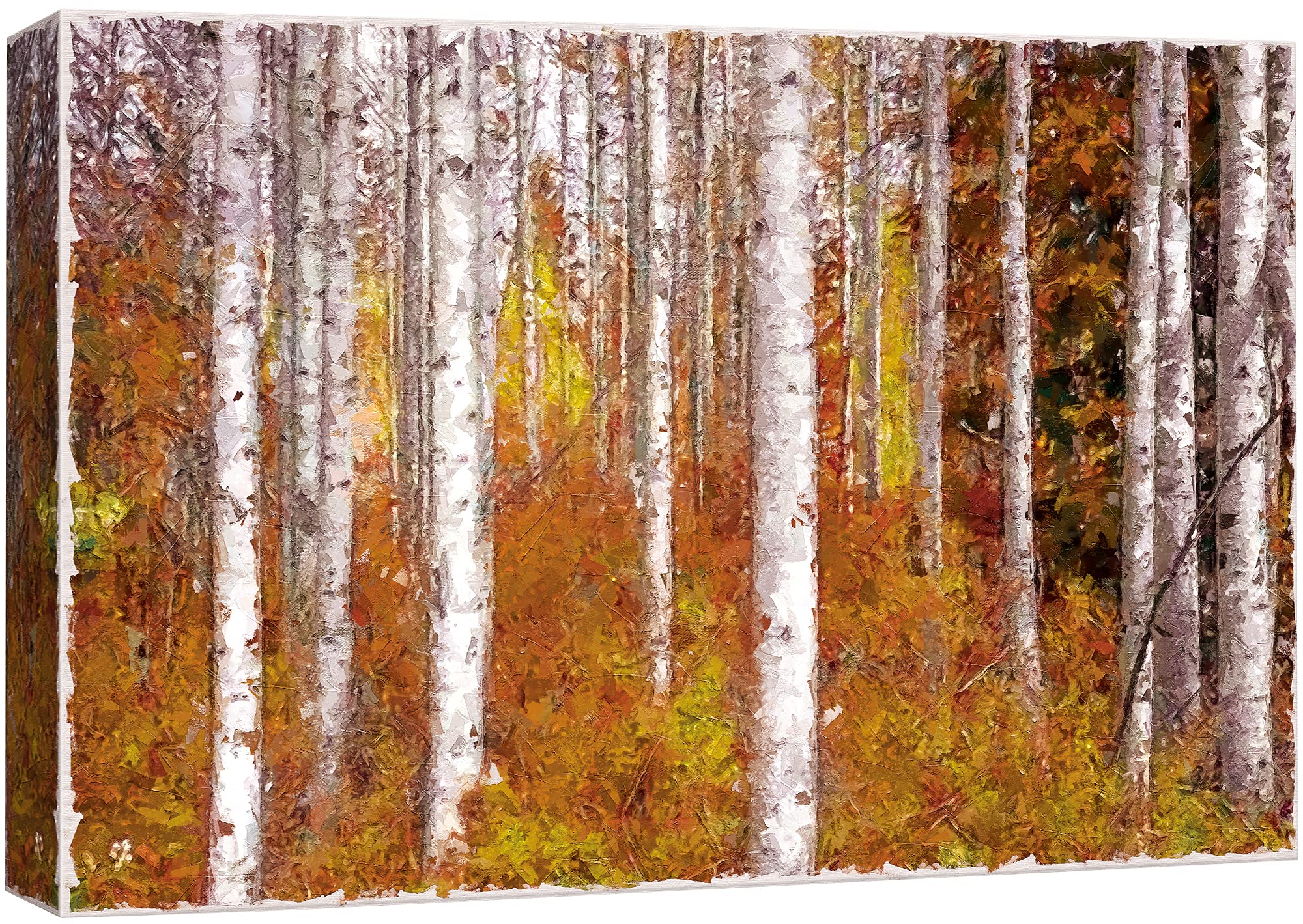 Wall26 Canvas Print Wall Art Paint Stroke Birch Trees With Brown Leaves Nature Wilderness Illustrations Modern Art Rustic Scenic