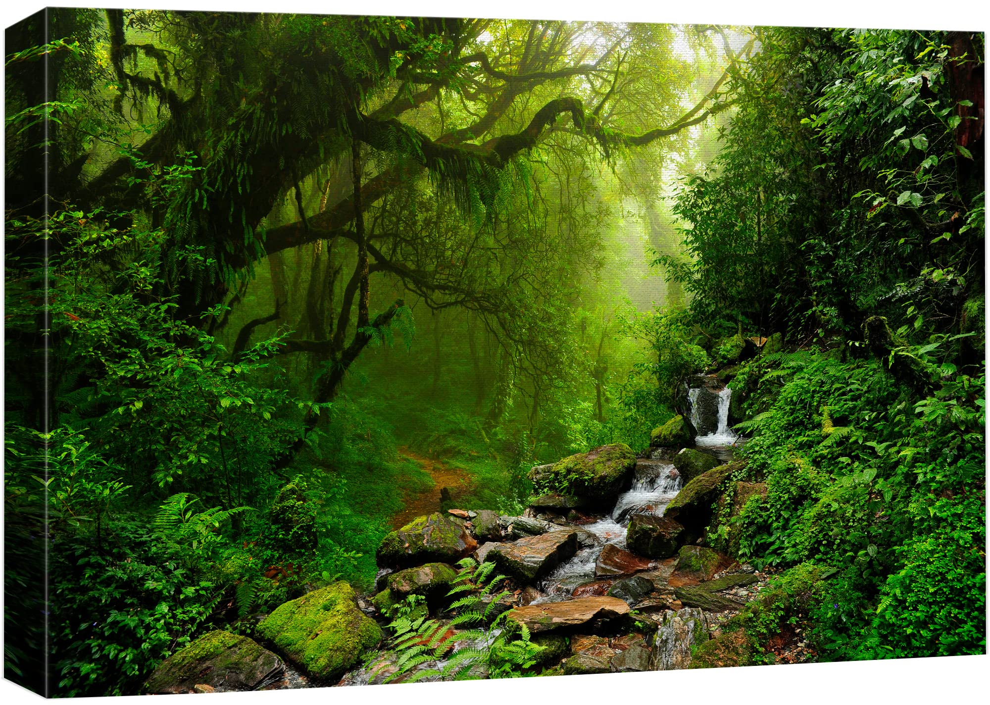 Wall26 Canvas Print Wall Art Nepal Green Forest & Waterfall Nature Wilderness Photography Modern Art Rustic Scenic Colorful Mult