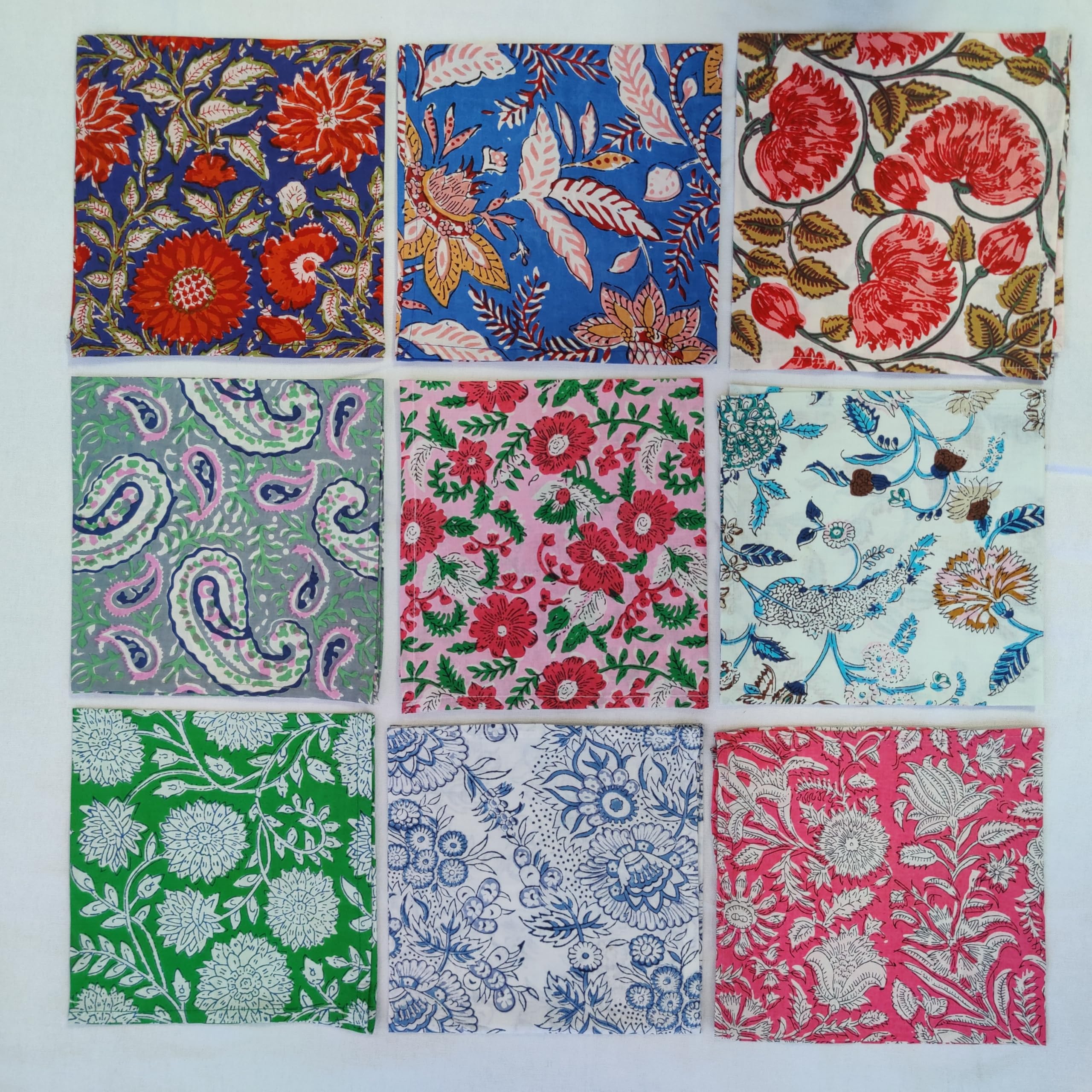 Indianhandicrafts 10 Pc Mix Lot Napkin Hand Block Print 100% Cotton Made Napkin Size 16 X16 Inch Jaipuri Printed Home Decor Napk