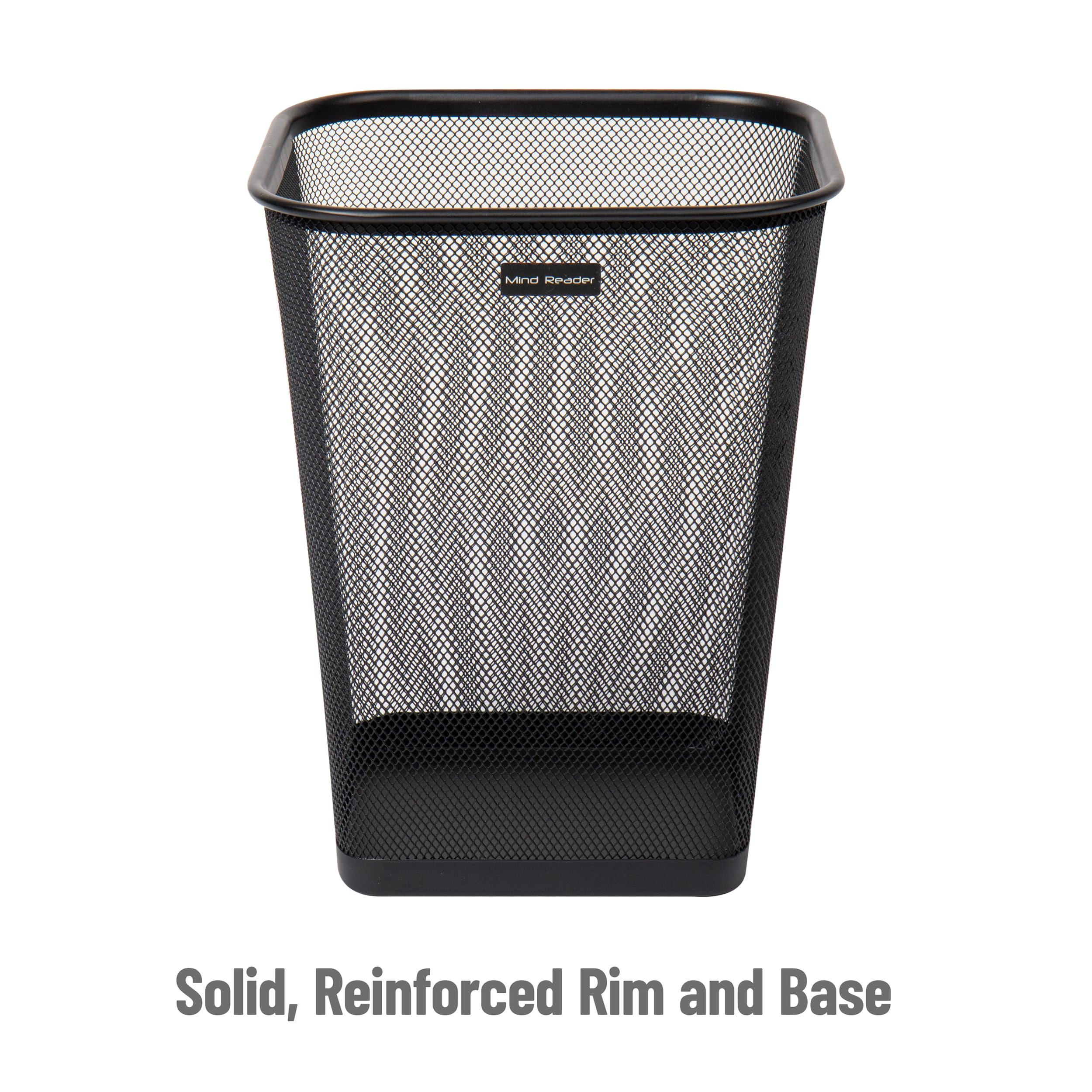 Mind Reader Mesh Trash Can, Waste Paper Basket, Square, Office, Metal Mesh, 9.75''L X 9.75''W X 12.25''H, Set Of 2, Black