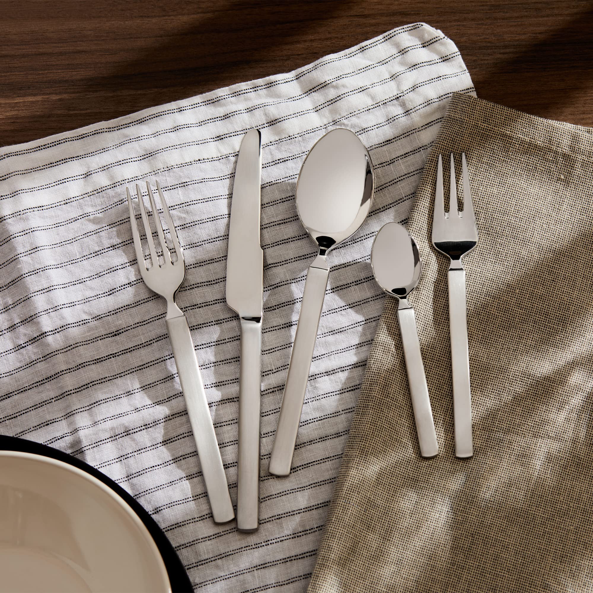 Alessi ''Dry'' 7-1/2-Inch Table Fork With Satin Handle, Set Of 6, Silver