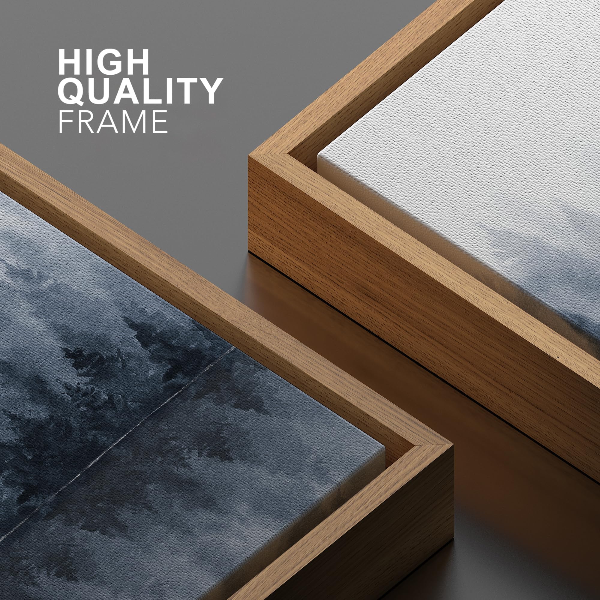 SIGNWIN Framed Canvas Print Wall Art Woodland Nursery Decor Blue Winter Mist Pastel Mountain Forest Nature Modern Art Landscape for Living Room  Bedroom  Office - 24''x36'' NATURAL