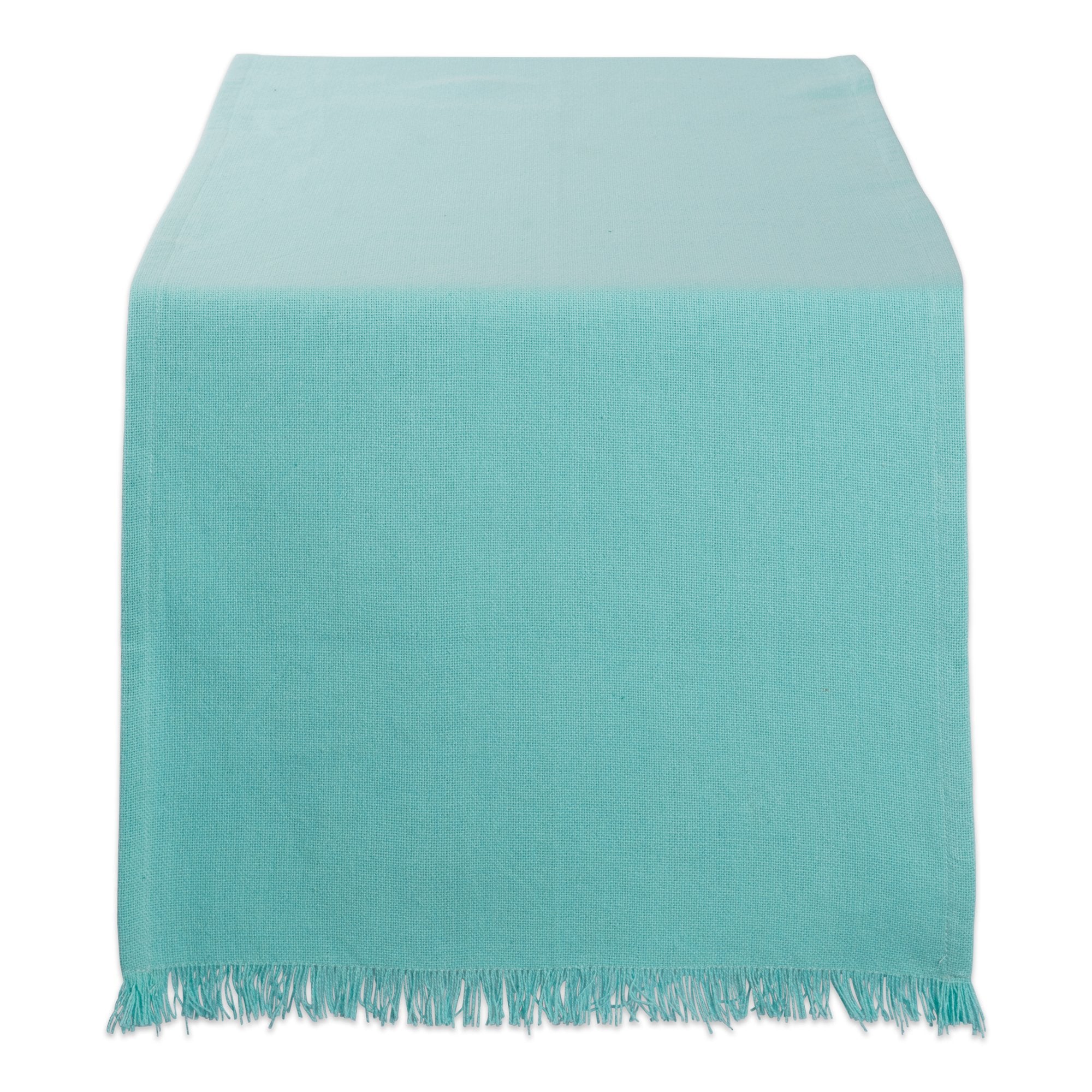 DII Everyday Collection, Fringed Check Tabletop, Table Runner, 14x108, Solid Aqua