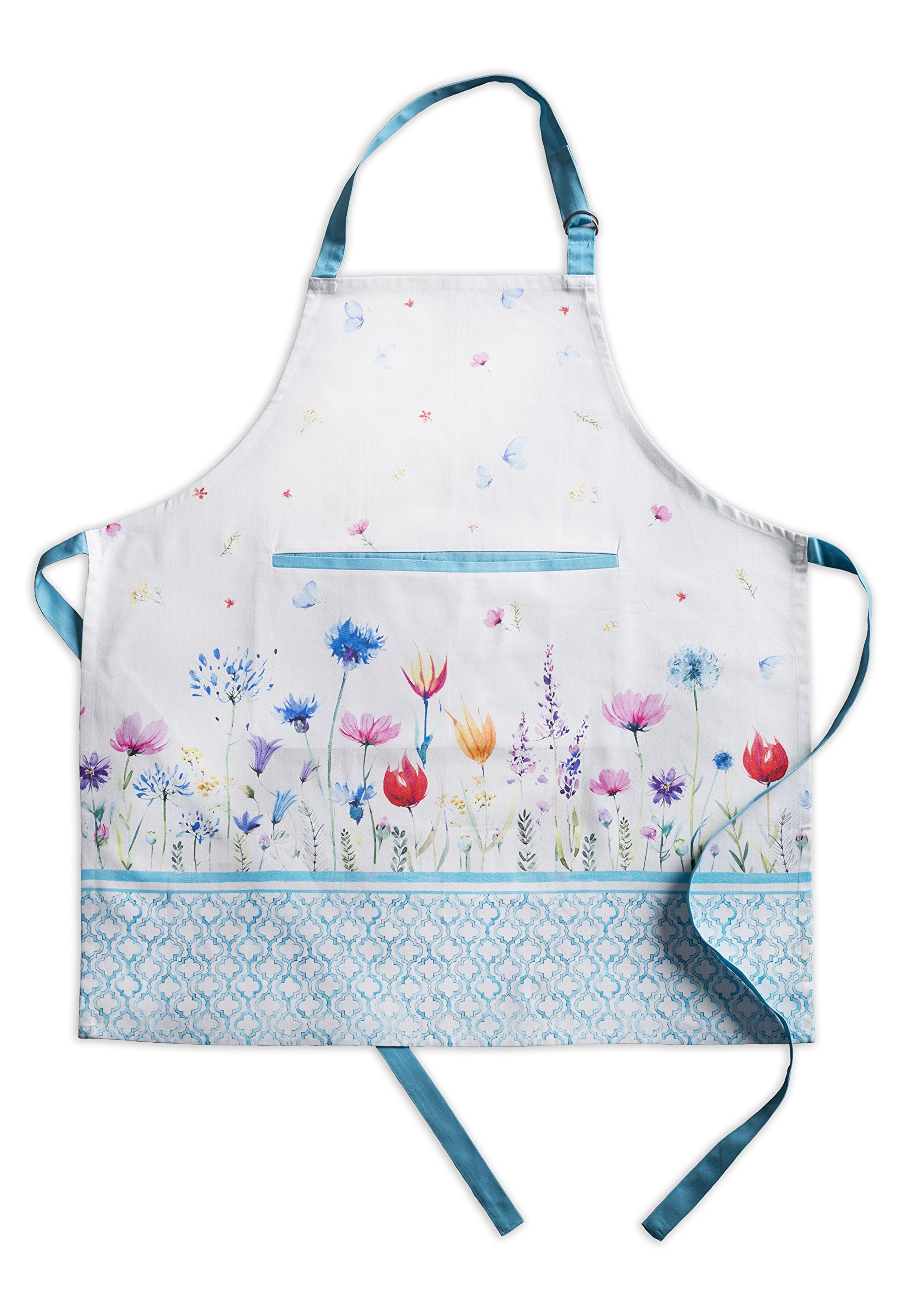 Maison D Hermine Apron 100% Cotton 1 Piece Adjustable Neck Strap Apron With Center Pocket & Long Ties For Gifts, Chef, Women & M