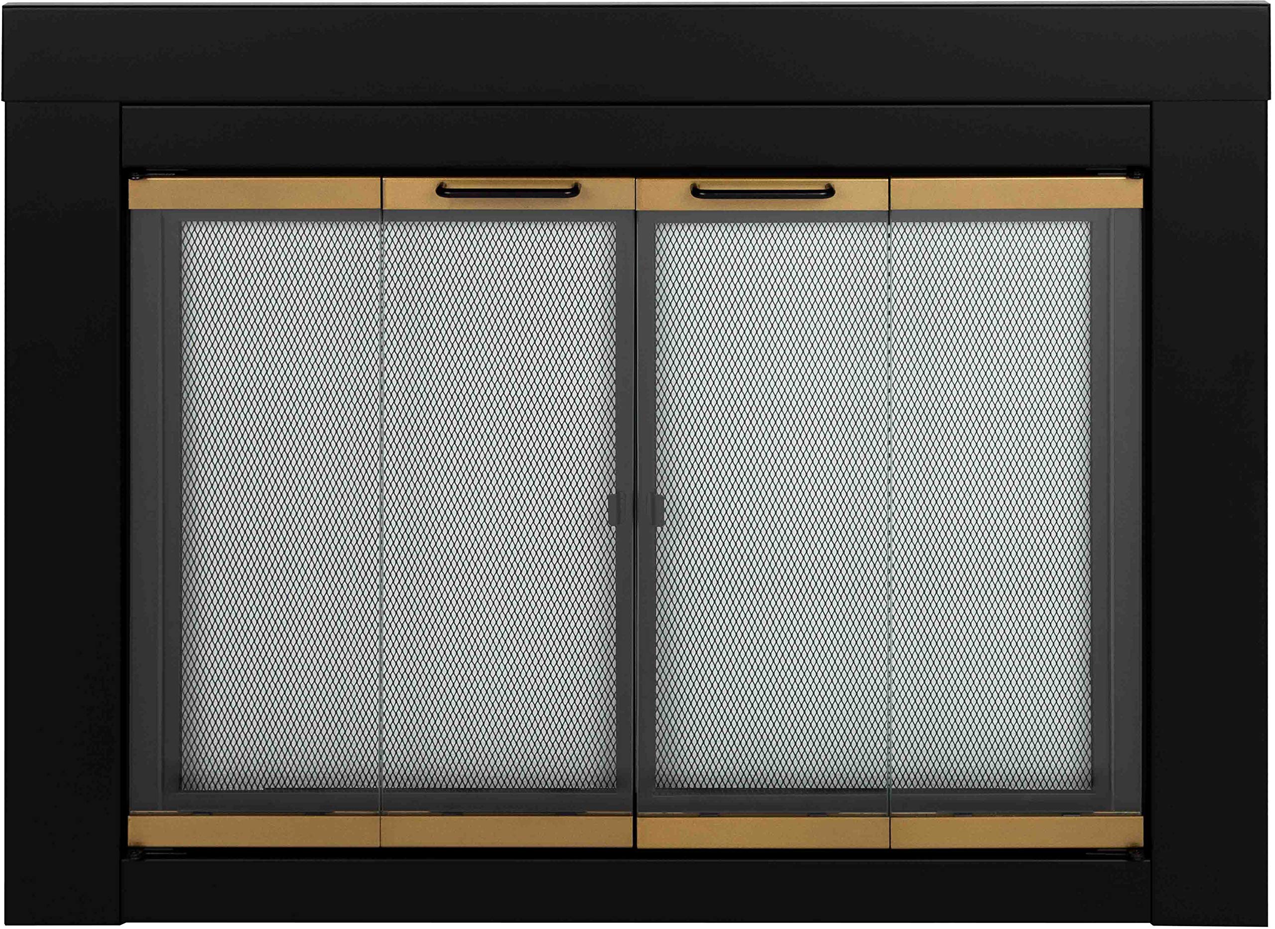 Pleasant Hearth Ar-1022 Arrington Fireplace Glass Door, Black, Large
