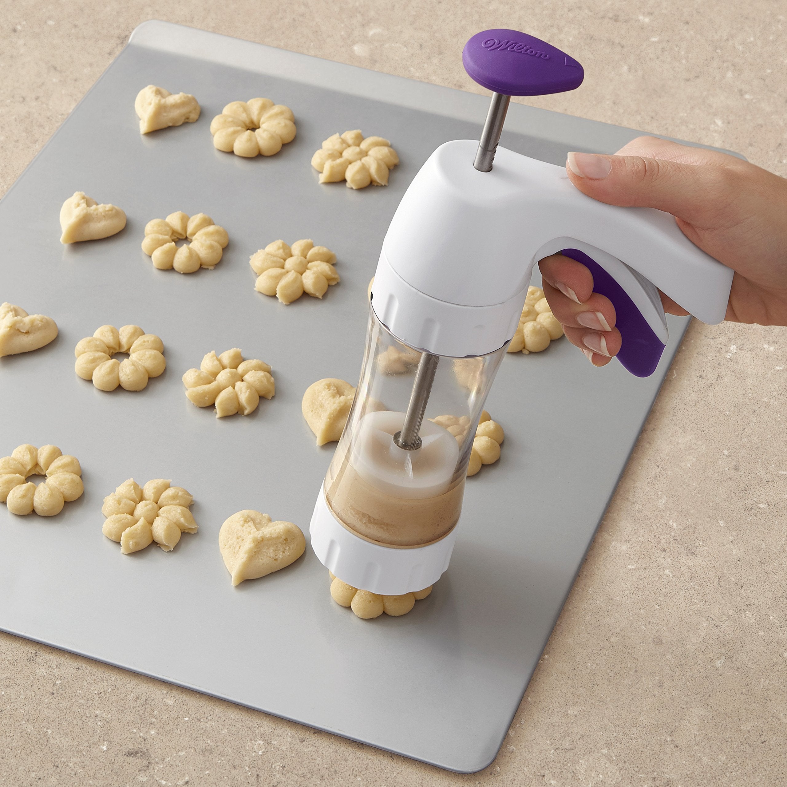 Wilton Cookie Press, 13-Piece Set, White/Clear, Model 2104-2627, Easy to Use for Perfect Cookies