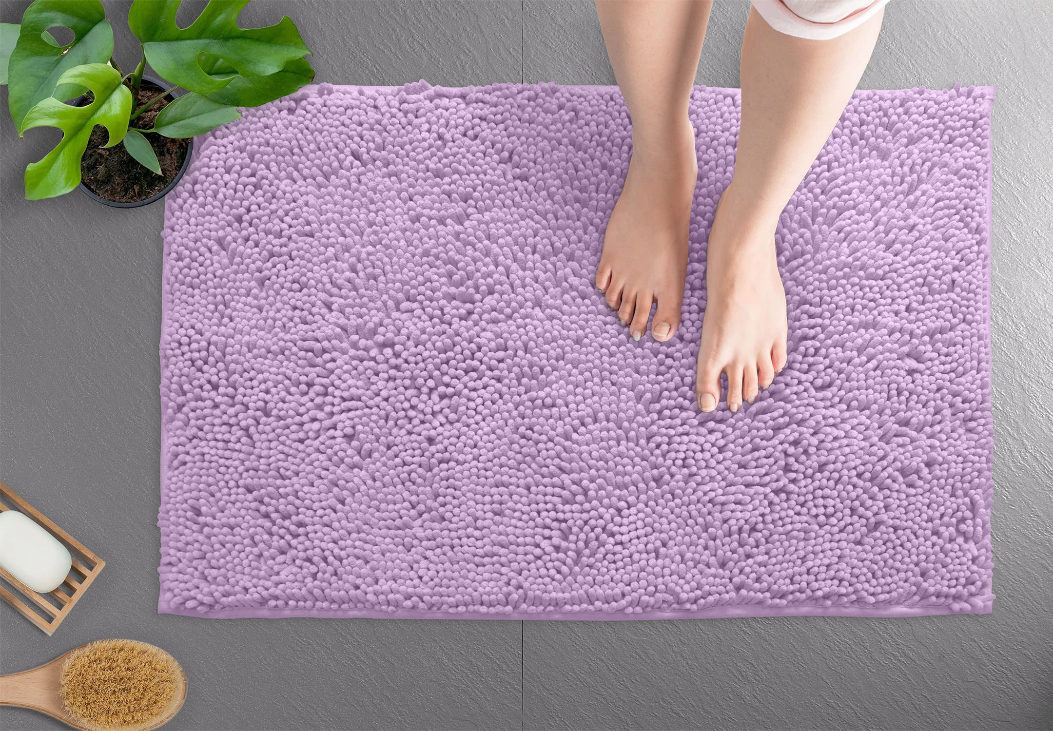 Luxurux Lavender Bathroom Rugs-Extra-Soft Plush Bath Shower Bathroom Rug,1'' Chenille Microfiber Material, Super Absorbent Shagg