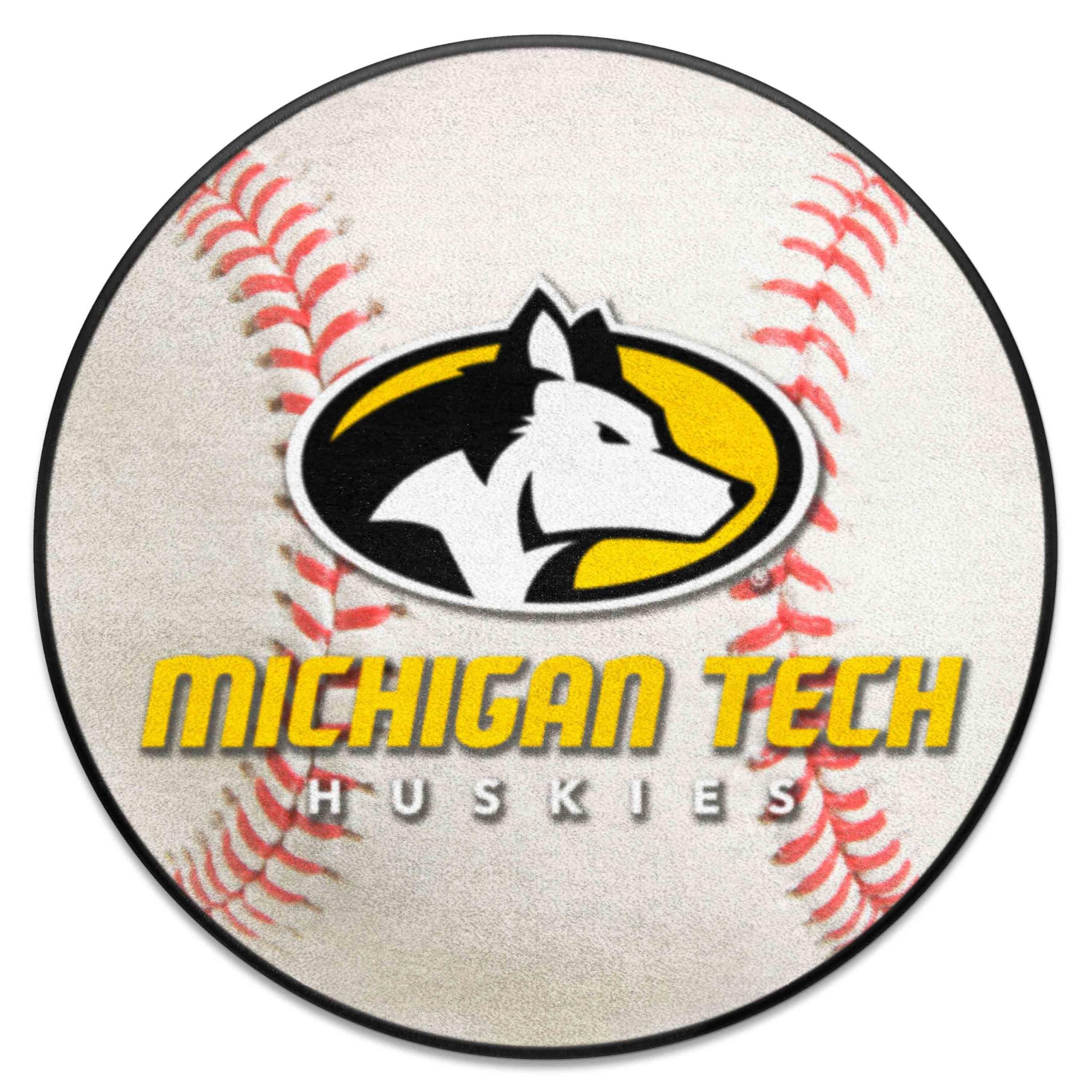 FANMATS 2135 Michigan Tech Huskies Baseball Shaped Accent Rug - 27in. Diameter