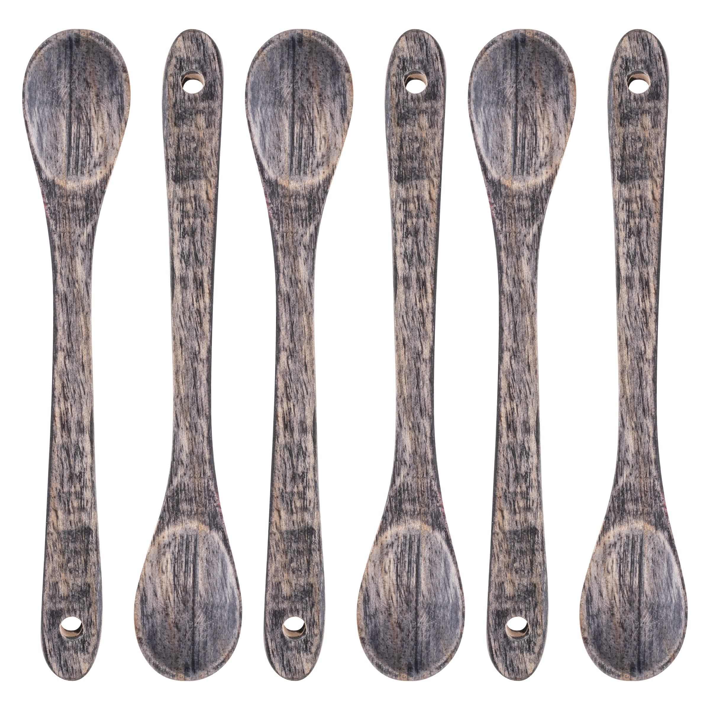 Karma Tasting Spoons Set - Tasting Spoons For Cooking - Gray Wood Kitchen Utensils - Gray Wood - Set Of 6