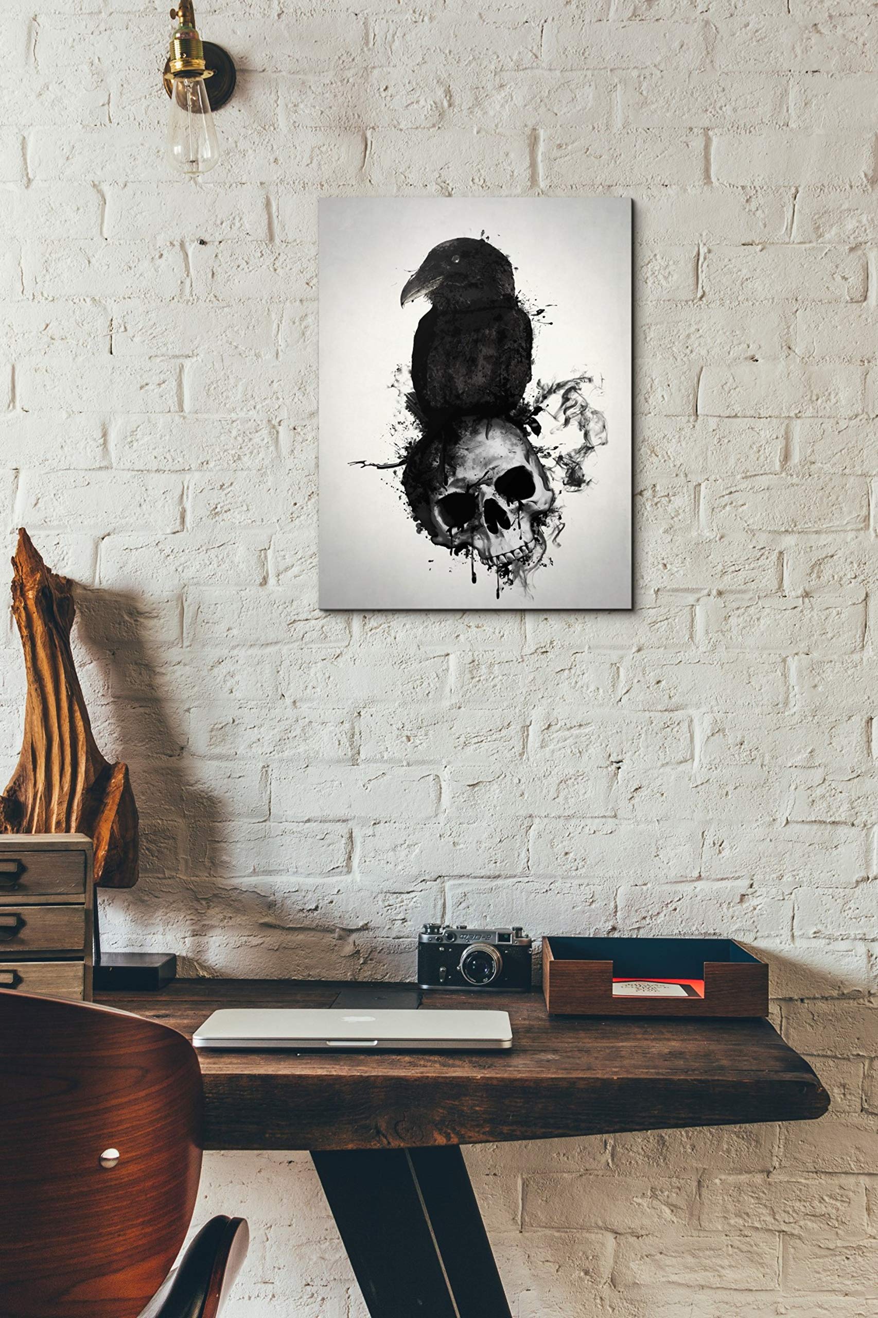 Cortesi Home Raven And Skull Wall Art, 12 In X 16 In, Black