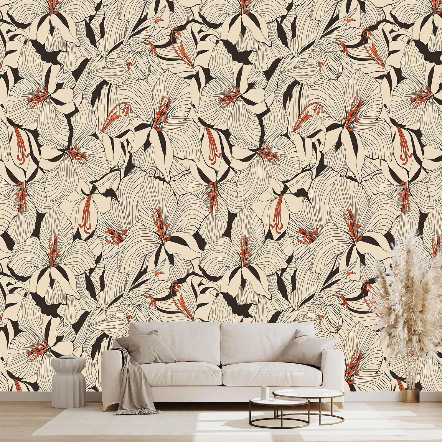 WXHFM - Abstract Floral wall Mural for Bedroom Flowers Wallpaper - 137x96 (Not Peel and Stick)