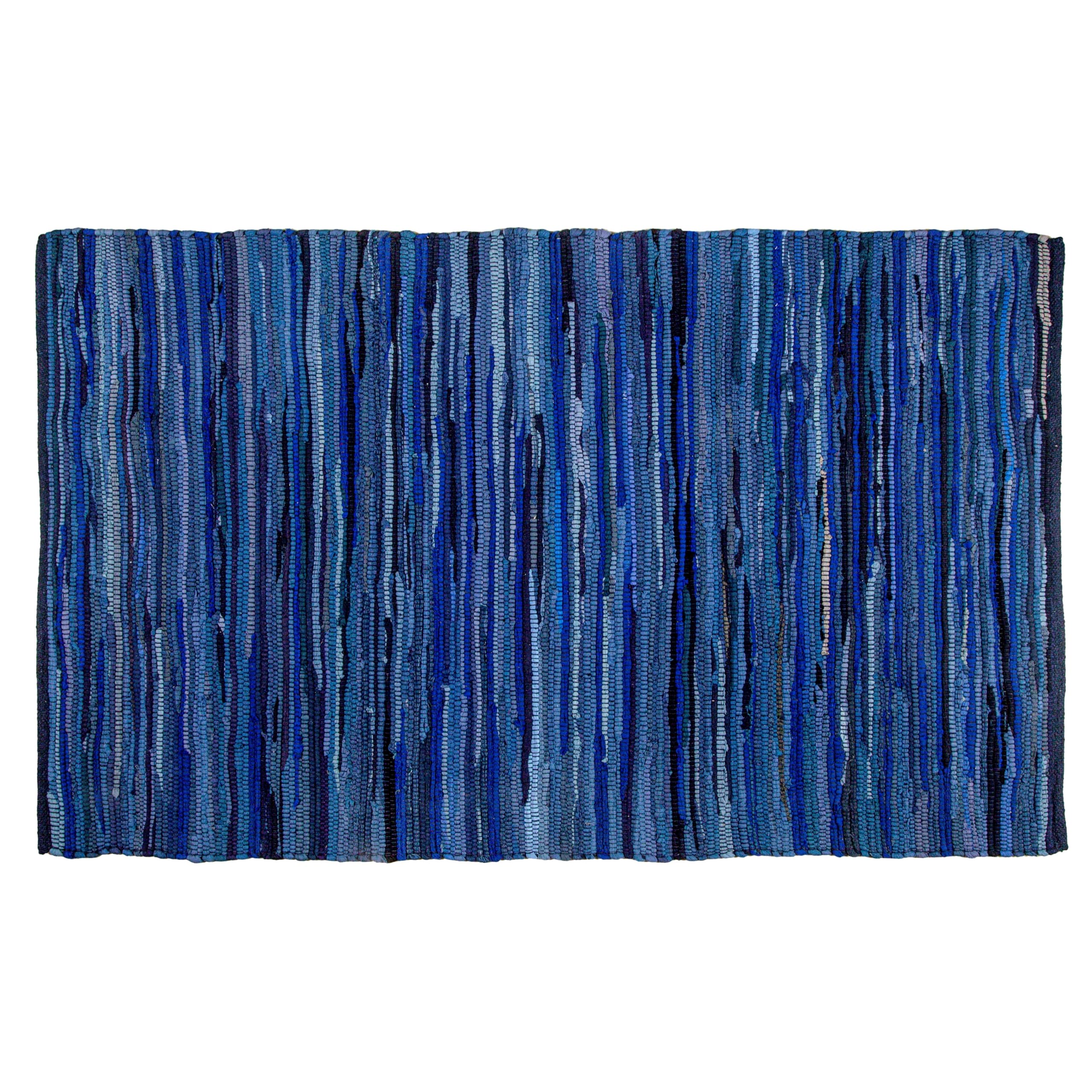 100% Cotton Rag Rug 3x5' Multicolor Chindi Rug - Hand Woven & Reversible for Living Room Kitchen Entryway Rug - Navy,Kitchen Rug