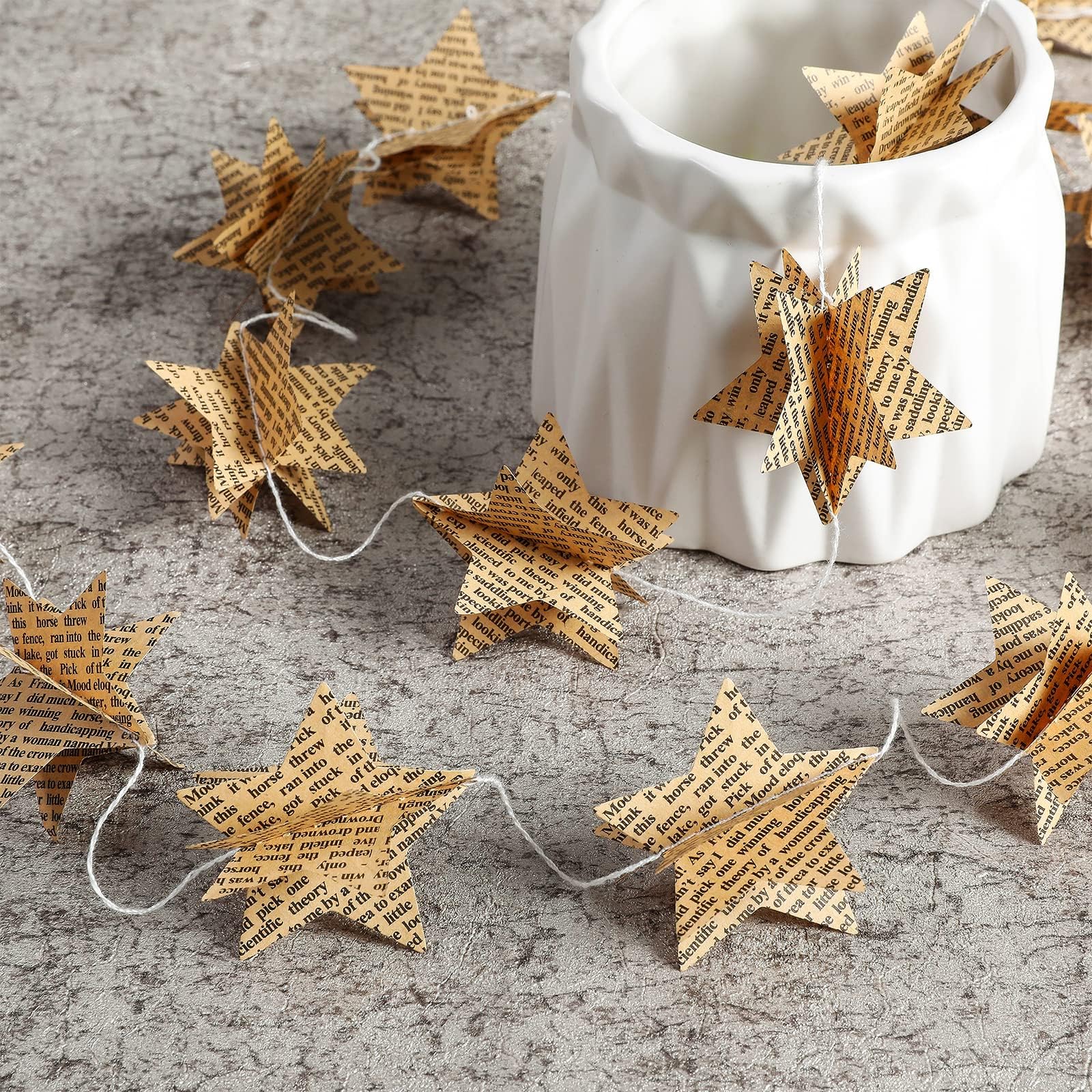 4 Pack Star Garland Recycled Books Vintage Pages Garland Newspaper Bunting Party Holiday Christmas Strand String Banner Wedding 