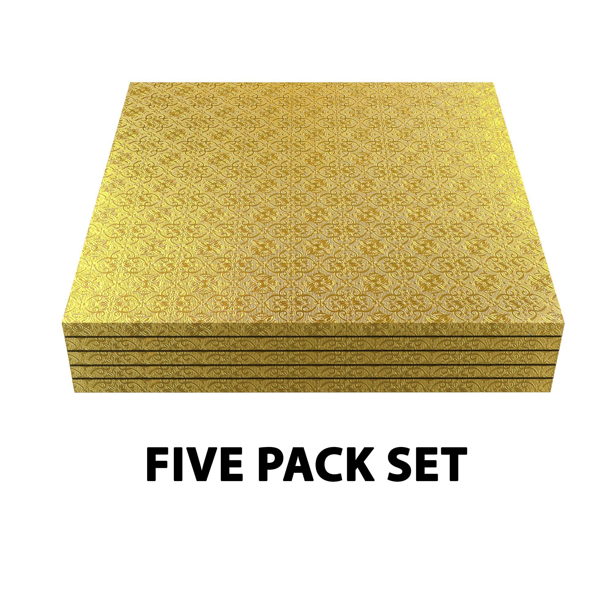 Ocreme Cake Board, Gold Foil Square Cake Drum With Gorgeous Design, Sturdy & Durable 1/2    Thick Cake Drums, Square Cake Boards