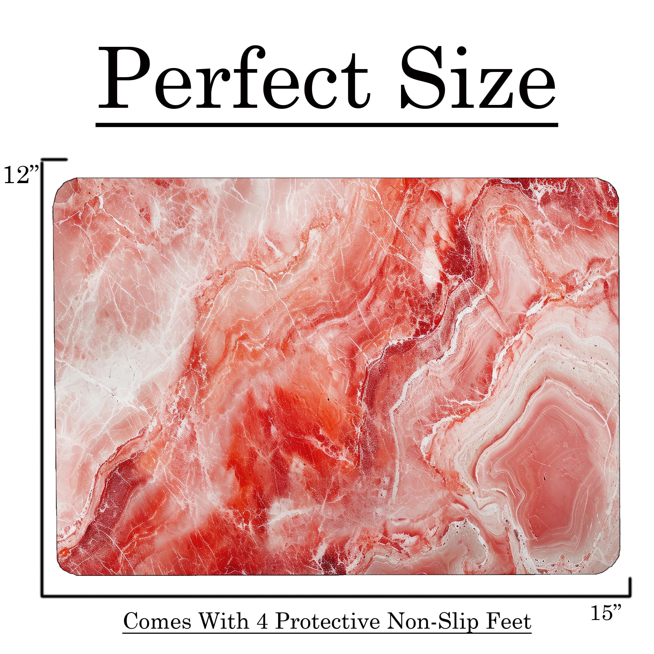 Red Marble Kitchen Glass Cutting Board Ocean Decorative Gift Marbled Granite Stone Rock Gift For Her Mom Wife (Red Marble)