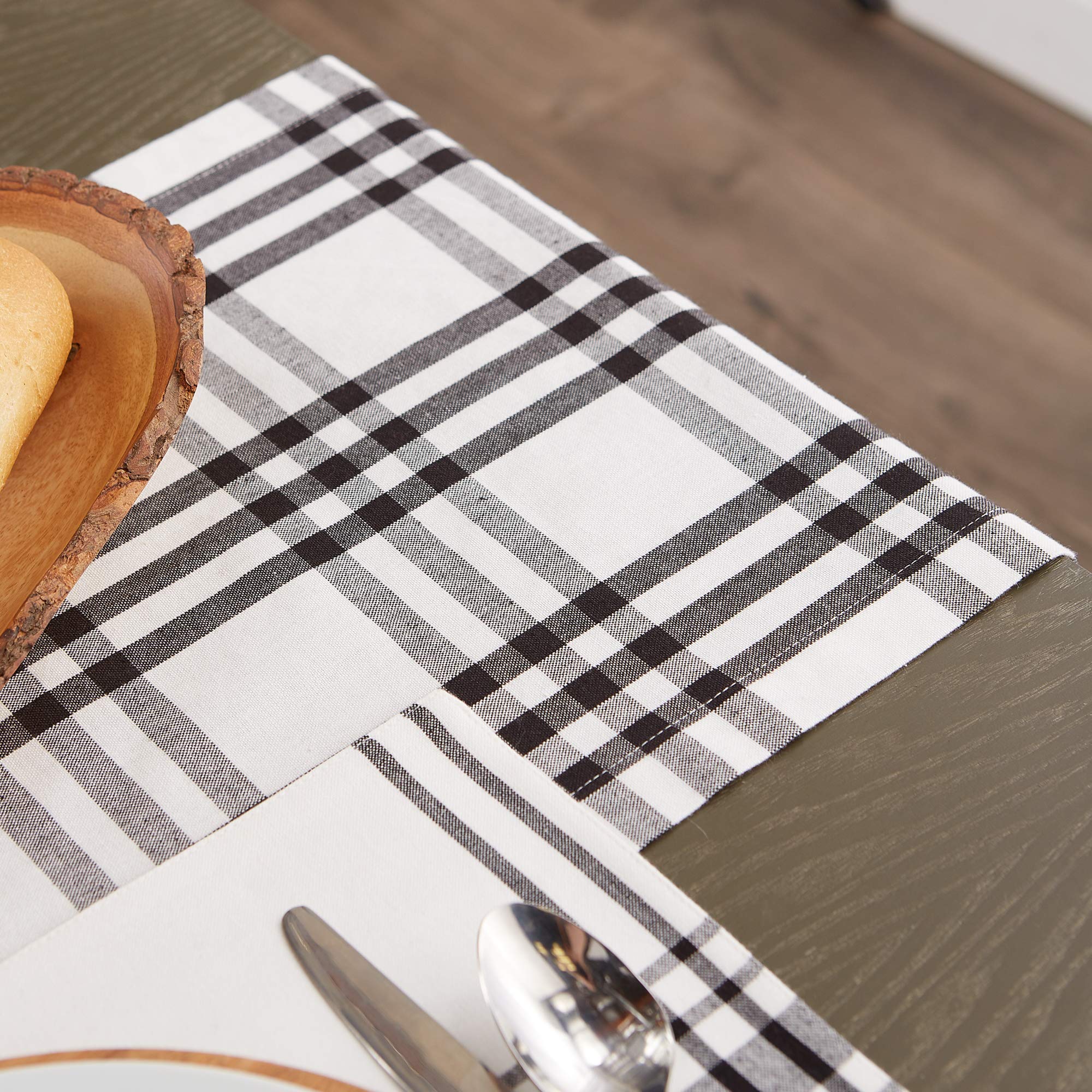 Dii Home Sweet Farmhouse Plaid Tabletop Collection, Table Runner, 14X72, Black