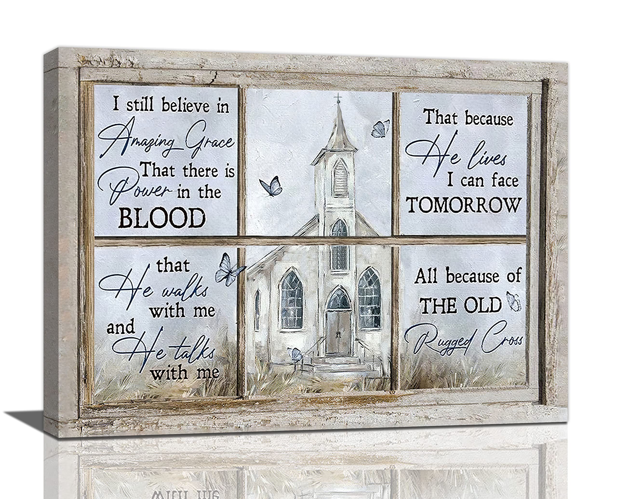 Religious Wall Art Christian Church Butterfly Amazing Grace Pictures Wall Decor Country Rustic Canvas Prints Paintings Framed Ar