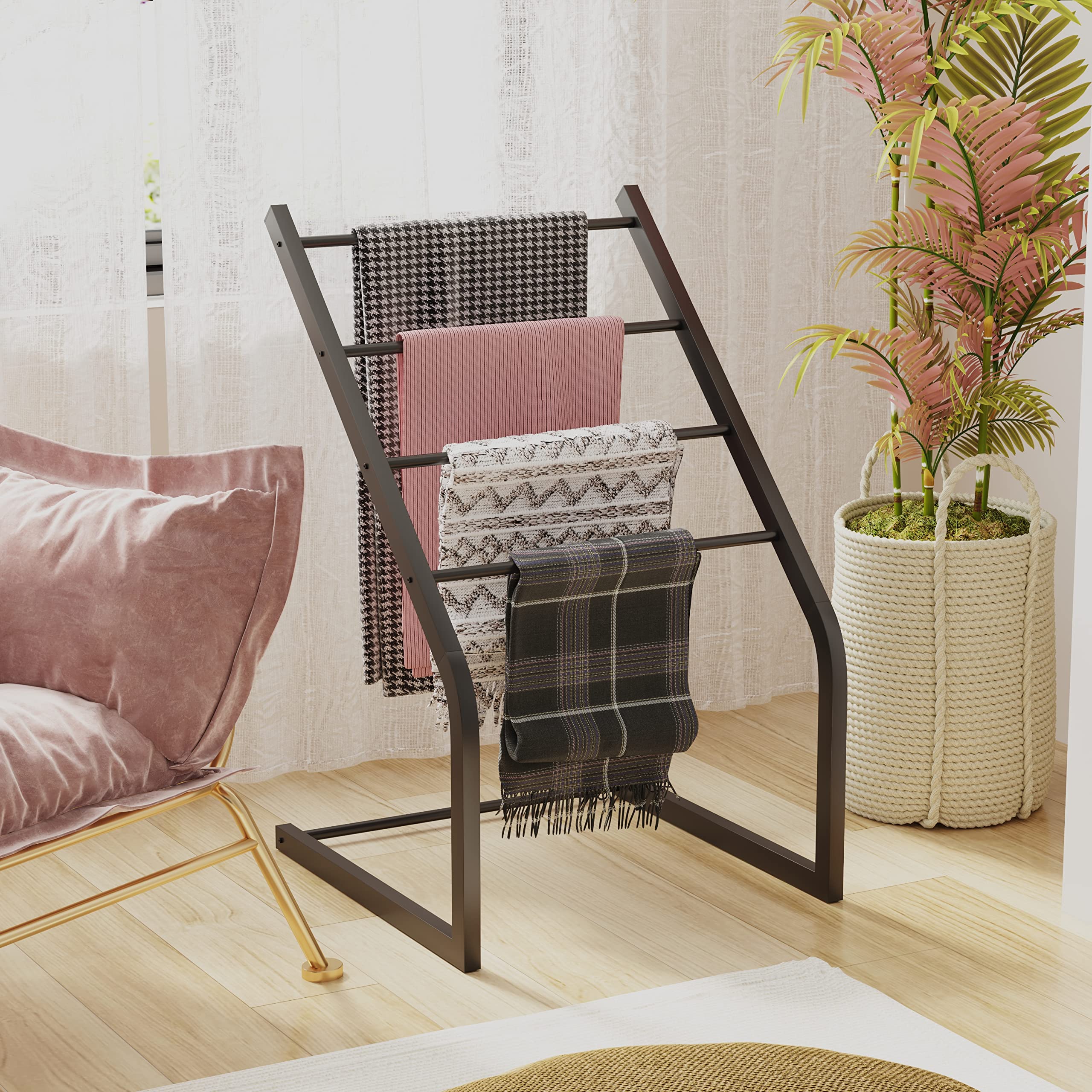 Honiter Towel Racks For Bathroom, Free Standing Towel Rack, Pool Towel Racks Outdoor, 4 Tier Metal Towel Bar Stand For Bathroom,