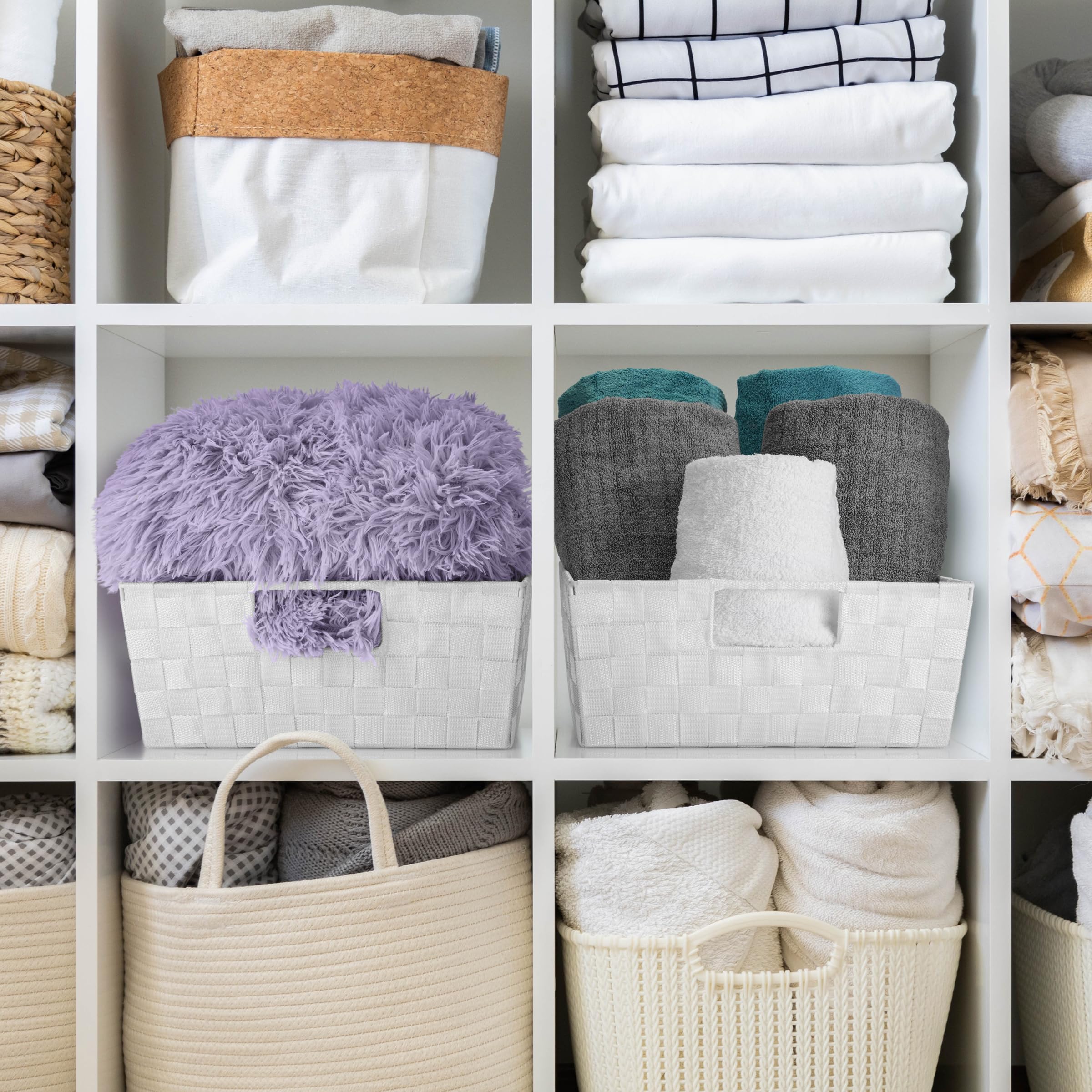 Sorbus Set Of 3 Large Storage Baskets For Organizing, Mesh Hand-Woven Design, Linen Closet Organizers And Storage, Organizer Sto