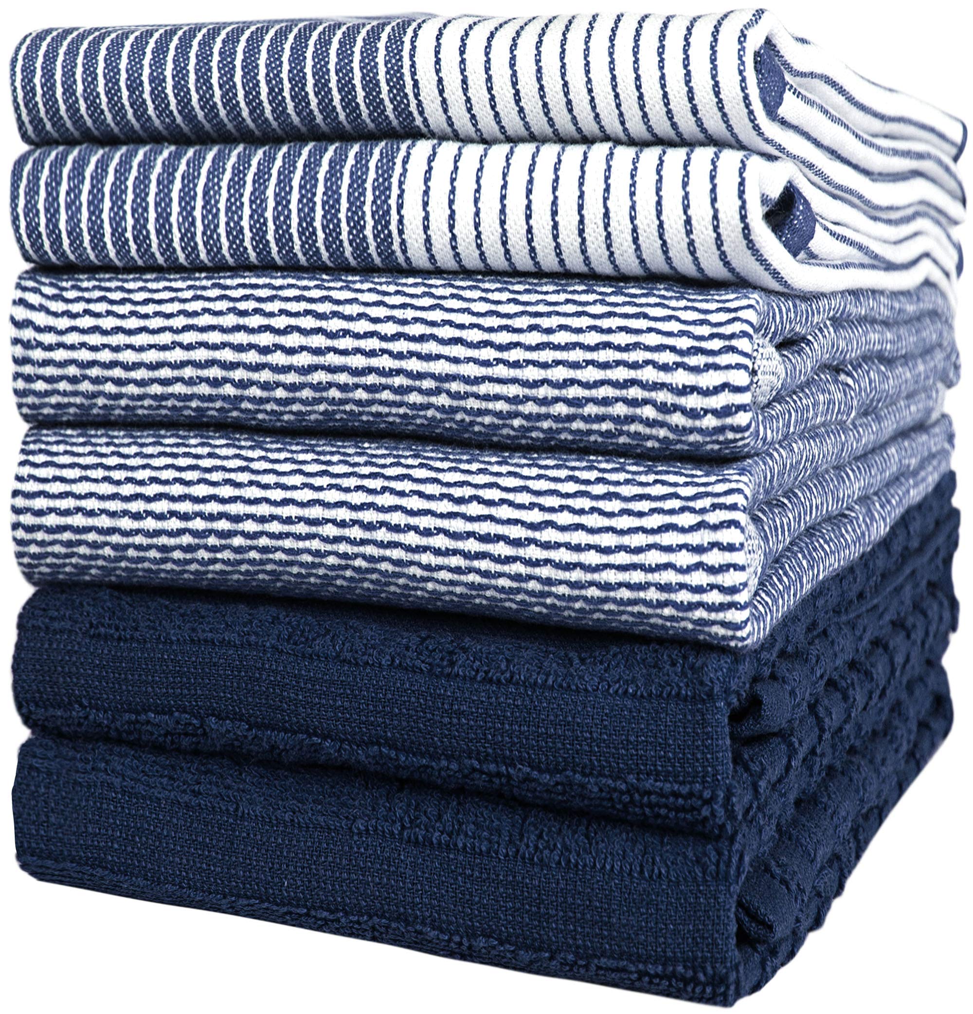 Premium Kitchen Dish Hand Towels (20   X 28   , 6 Pack) | Large,Cotton Flat & Terry Highly Absorbent Tea Towels Set With Hanging