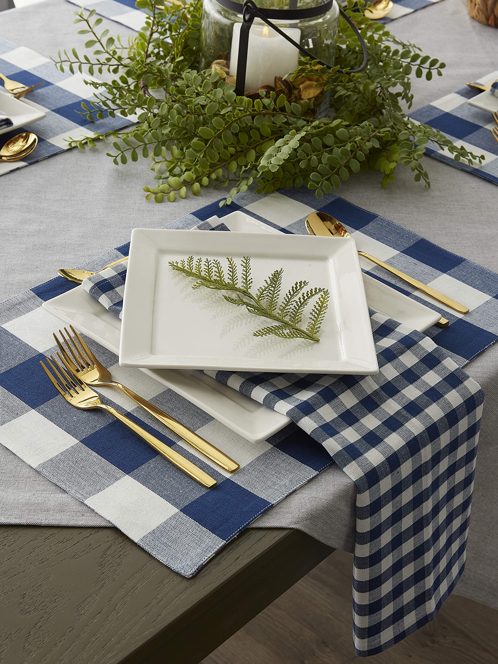 Dii Gingham Check Tabletop Collection, Navy, Placemat Set