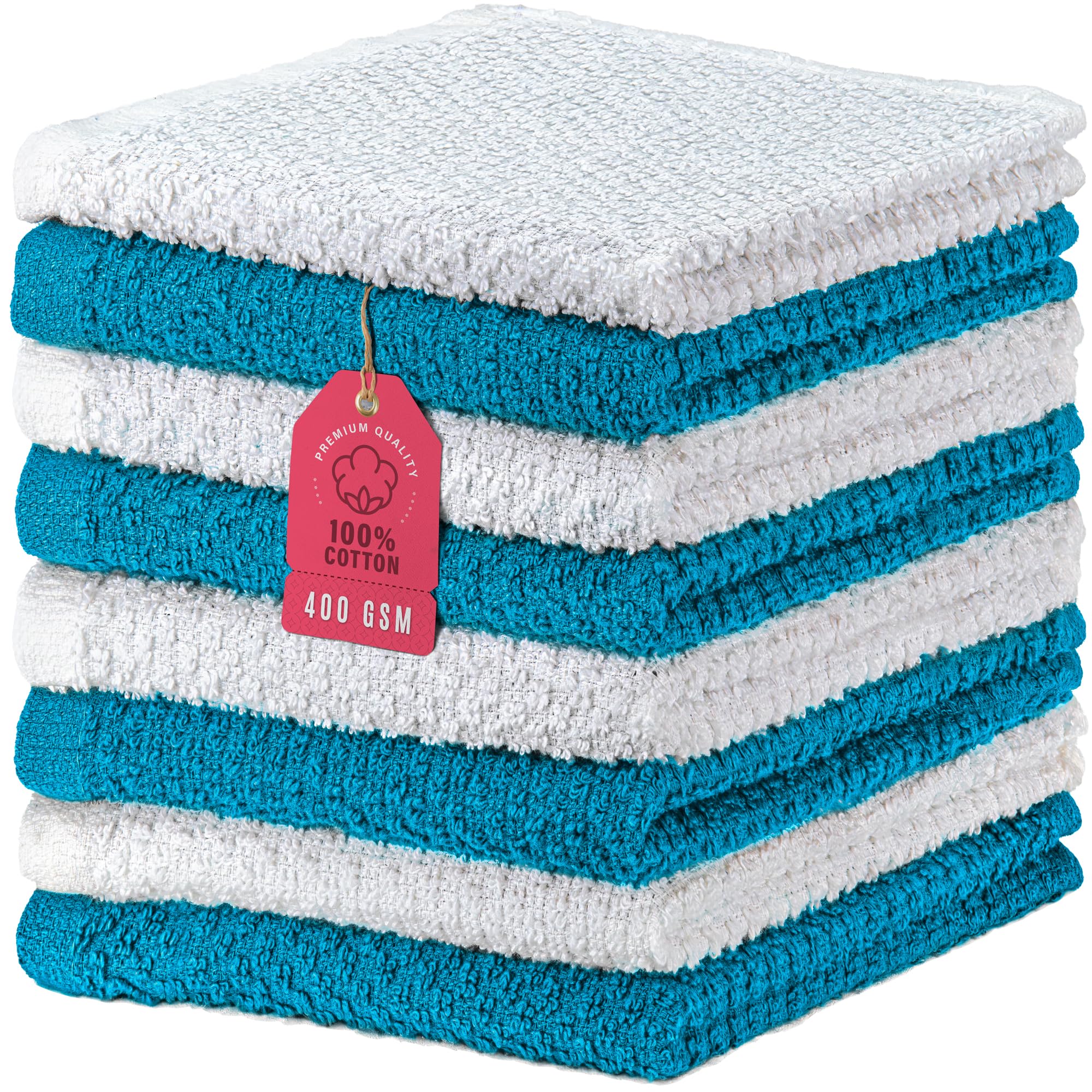 Decorrack 8 Pack 100% Cotton Face Towels, Ultra Absorbent 12 X 12 Inch Wash Cloths, 400 Gsm, Premium Quality, Soft Fingertip Tow