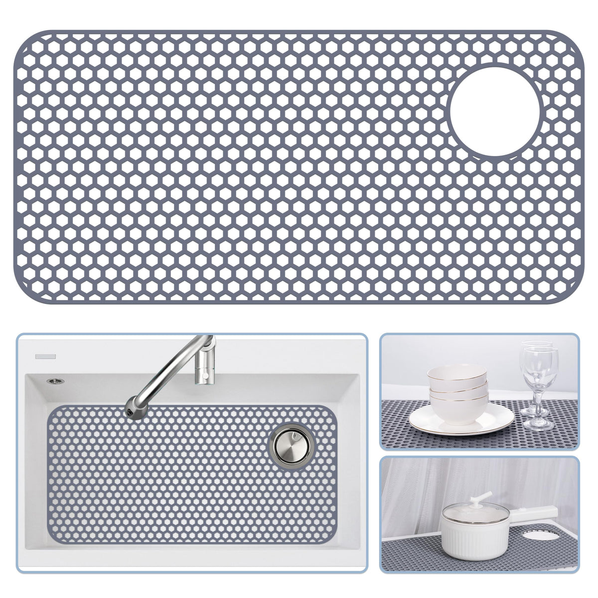 Silicone Sink Protectors For Kitchen Sink - 28.4''X 14.3'' Kitchen Sink Mats Accessory, Non-Slip Heat Resistant Sink Mat For Bot