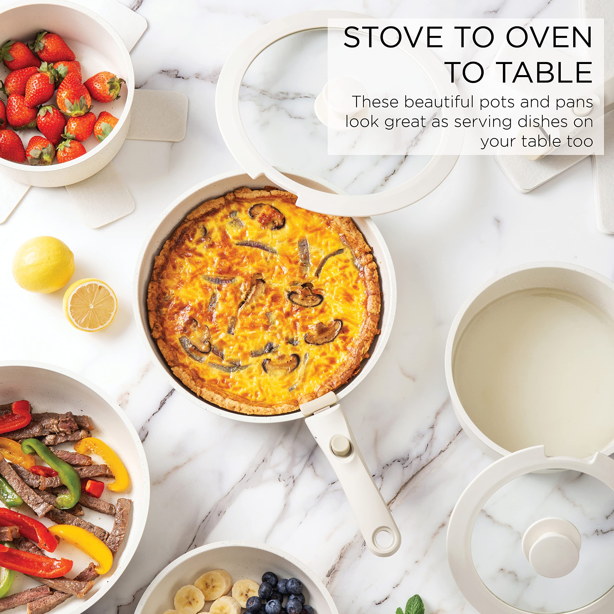 Country Kitchen 13 Piece Pots and Pans Set - Safe Nonstick Kitchen Cookware with Removable Handle, RV Cookware Set, Oven Safe (C