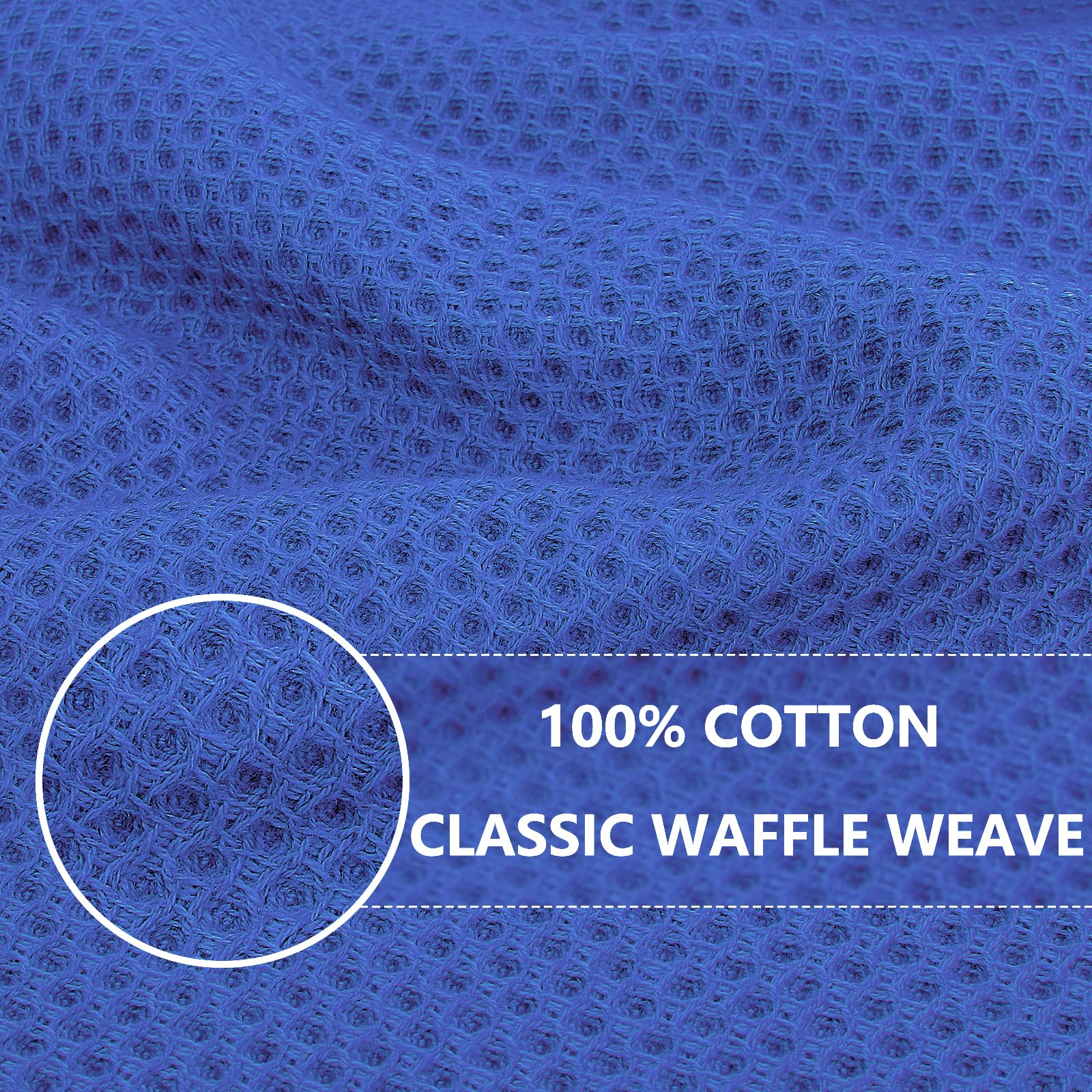 Homaxy 100% Cotton Waffle Weave Kitchen Dish Cloths, Ultra Soft Absorbent Quick Drying Dish Towels, 12 x 12 Inches, 6-Pack, Blue