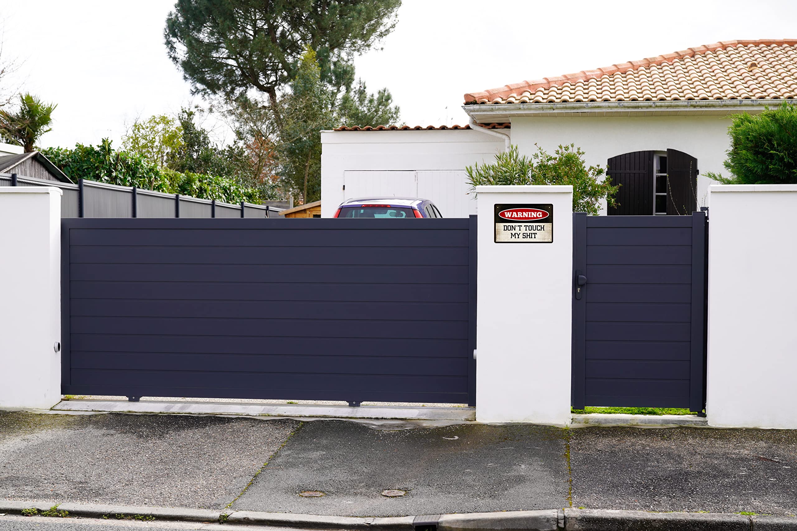 Cswljs Funny Warning Signs Metal Tin Sign - Don'T Touch My Sh*T - Man Cave Garage Work Shop Metal Poster Wall Decor Hanging Meta