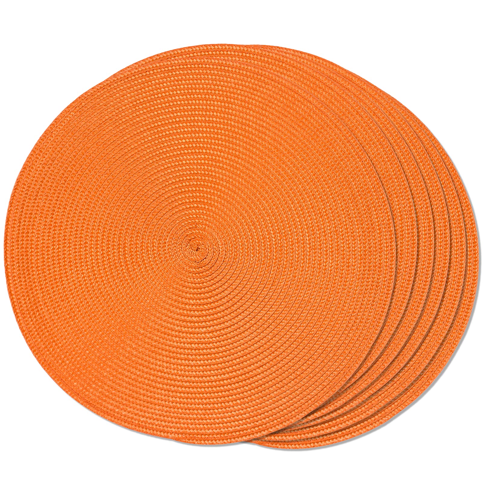 Funwheat Round Braided Placemats Set Of 6 Table Mats For Dining Tables Woven Washable Non-Slip Place Mats 15 Inch For Table Deco