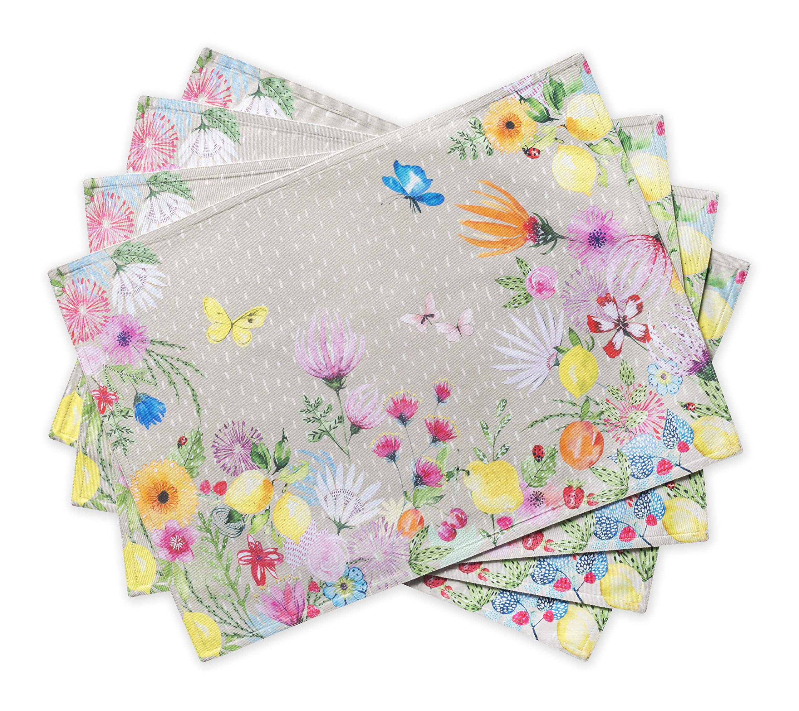 Maison D' Hermine Cloth Placemats 100% Cotton Set Of 4 Decorative Washable Table Placemat, Dining, Holidays, Buffet Parties & We