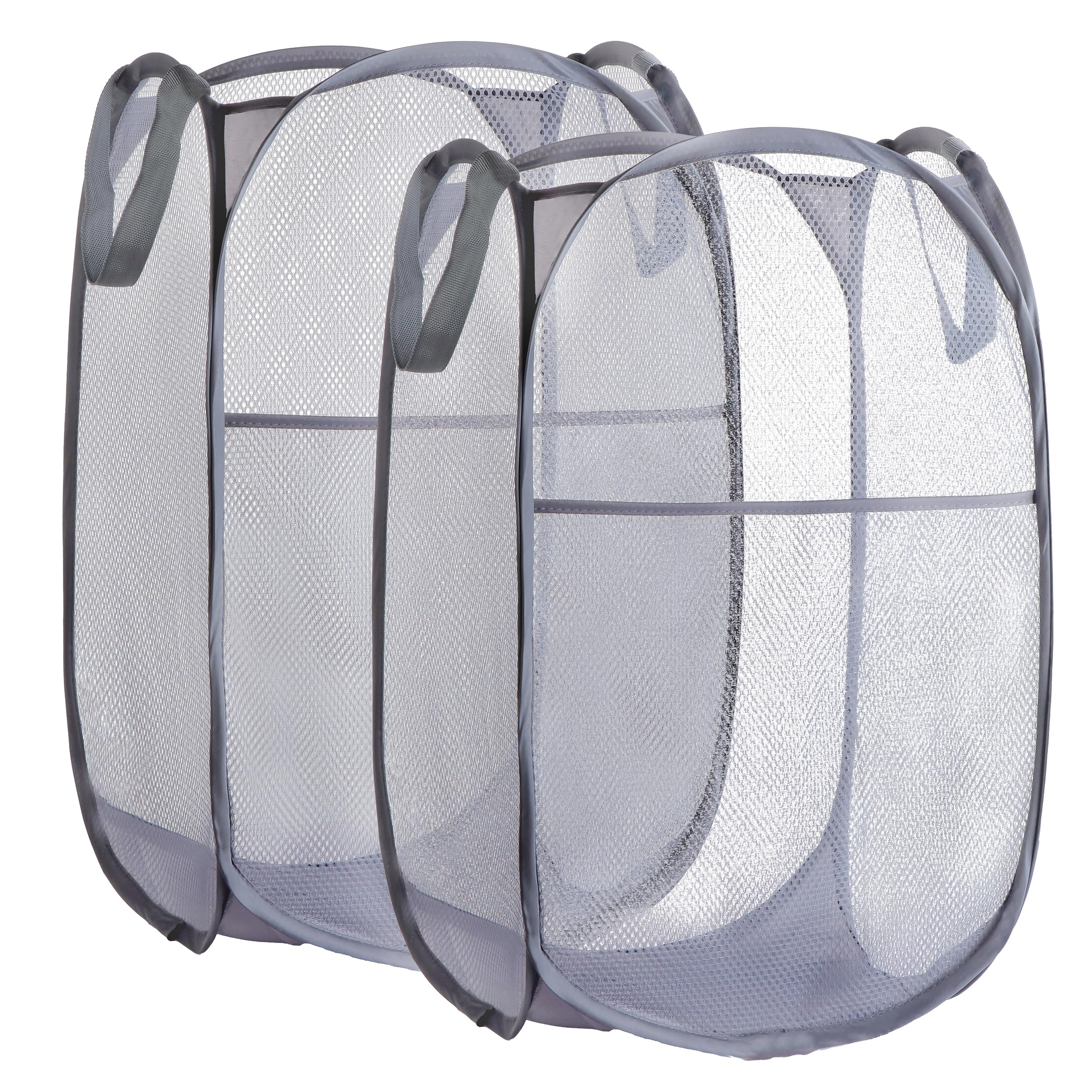 Collapsible Mesh Laundry Basket,Pop Up Laundry Hamper-Easy Storage, Ideal For Home And Travel Use (2 Dark Gray)