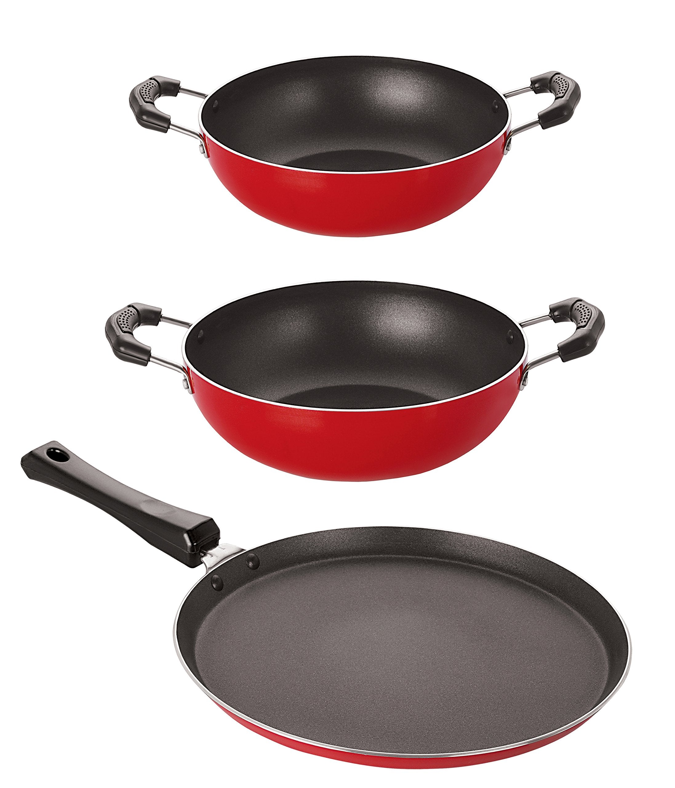 Nirlon NonStick Pfoa Free 3 Piece Gas Compatible Cookware Utensil Item Set With Supreme Quality