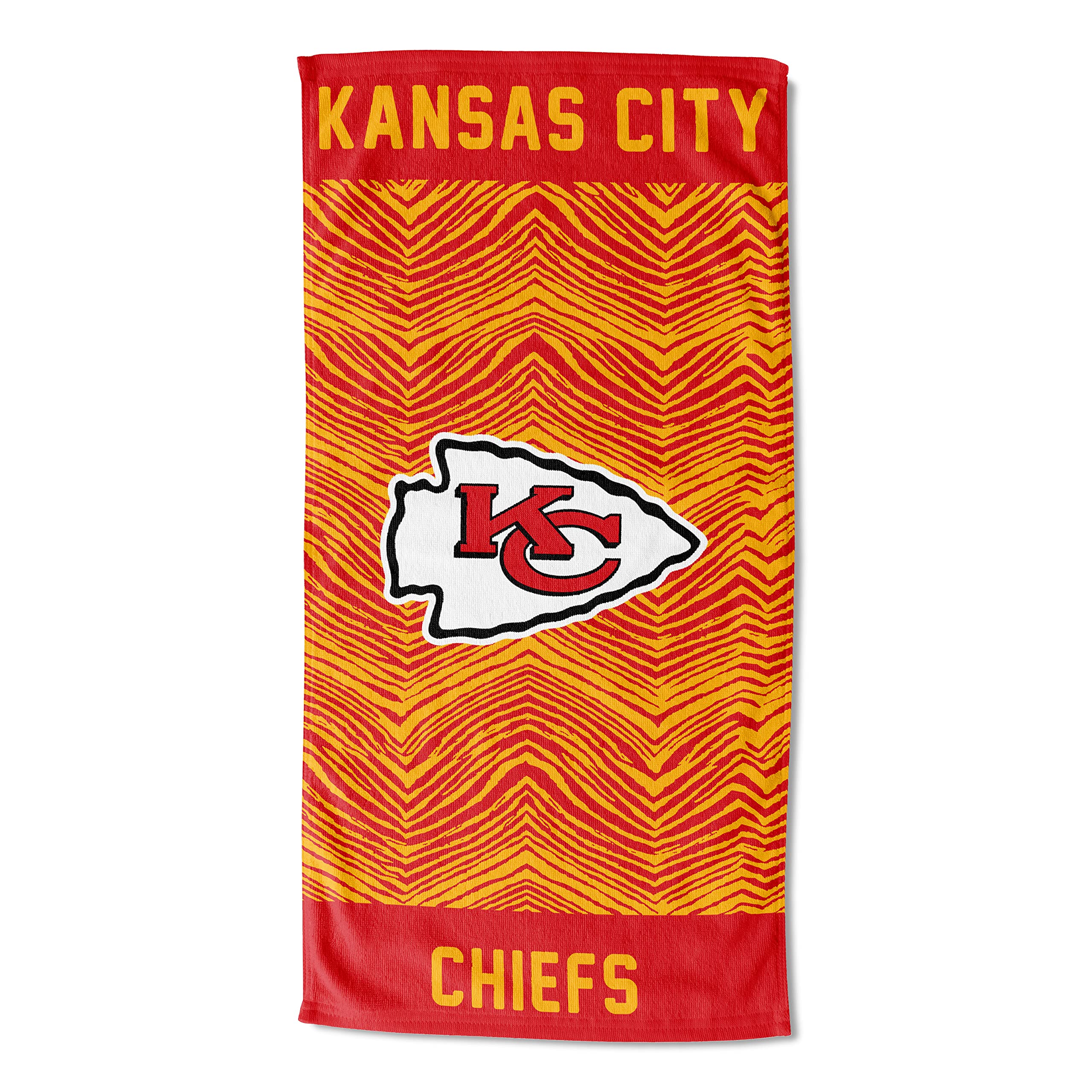 NORTHWEST Zubaz NFL Classic Zebra Print Beach Towel, 30x60, Kansas City Chiefs