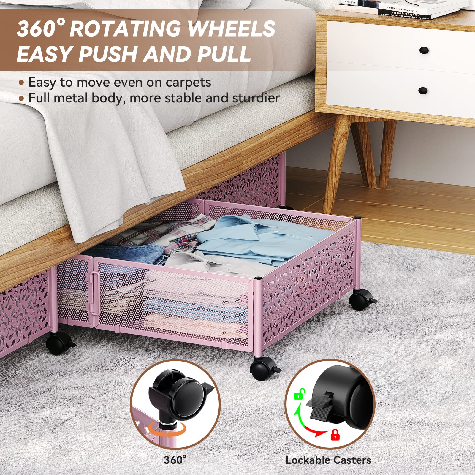 Under Bed Storage, Under the Bed Storage Containers with Wheels, Under Bed Shoe Storage Organizer Drawer for Bedroom Clothes Sho