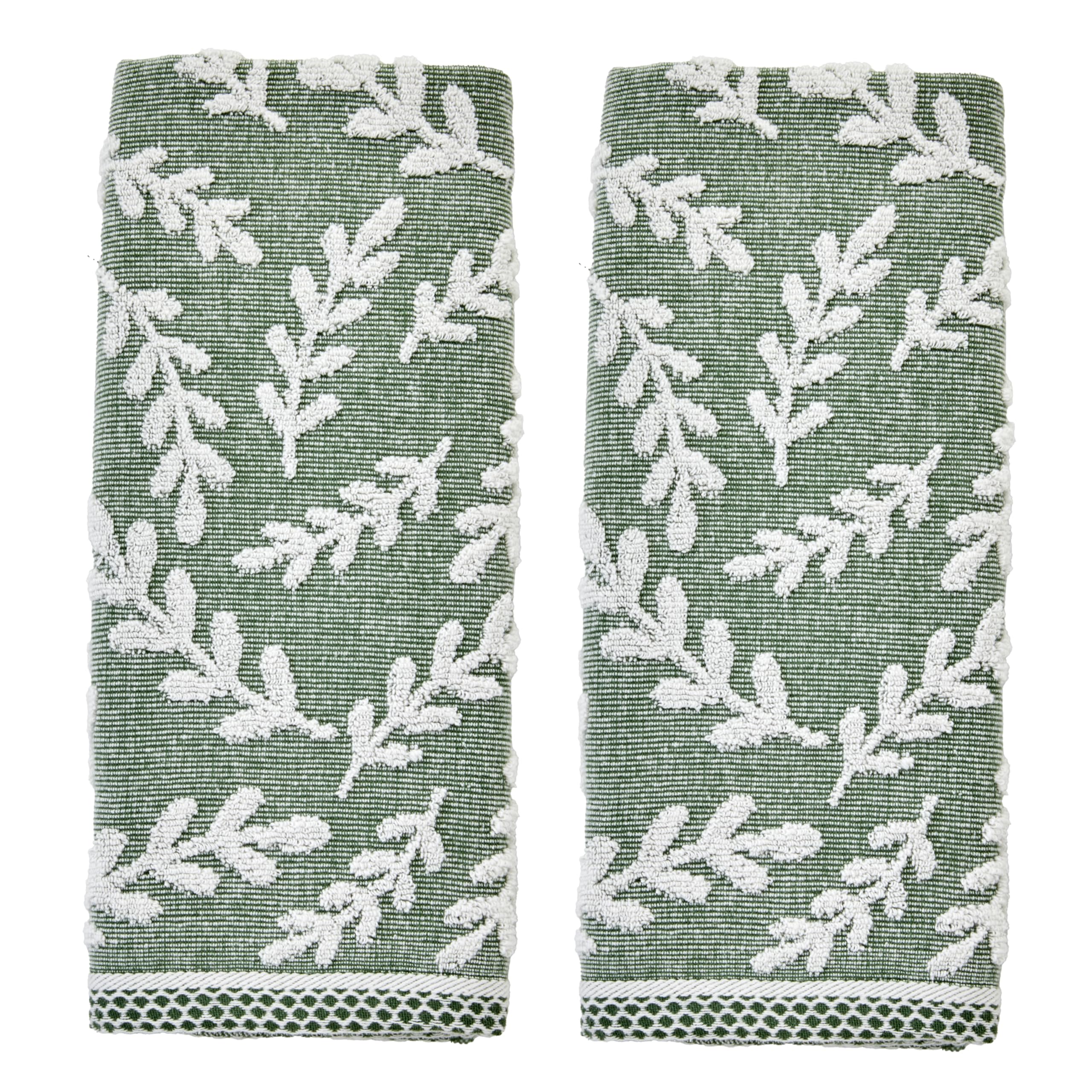 SKL Home Autumn/Fall Leaf Sprig 100% Cotton Jacquard 2pc Hand Towel Set, Reversible, Soft & Absorbent, Farmhouse/Everyday, Decor