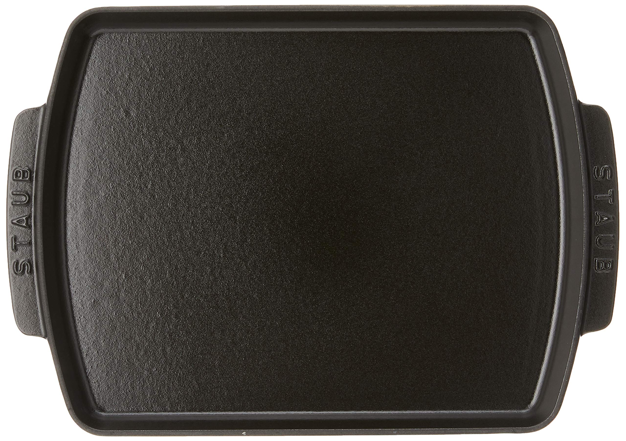 Staub Cast Iron 13 X 9-Inch Rectangular Serving Dish With Wood Base - Matte Black, Made In France