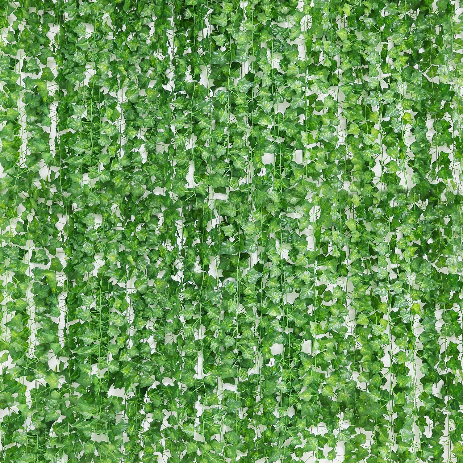 Zuvas 24 Pcs 168Ft - Fake Leaves, Artificial Ivy Garland, Hanging Vines - Vine Plants with Cable Tie - Fake Ivy for Wedding Party Garden Greenery Decor Outdoor Indoor Wall Decoration-New Condition