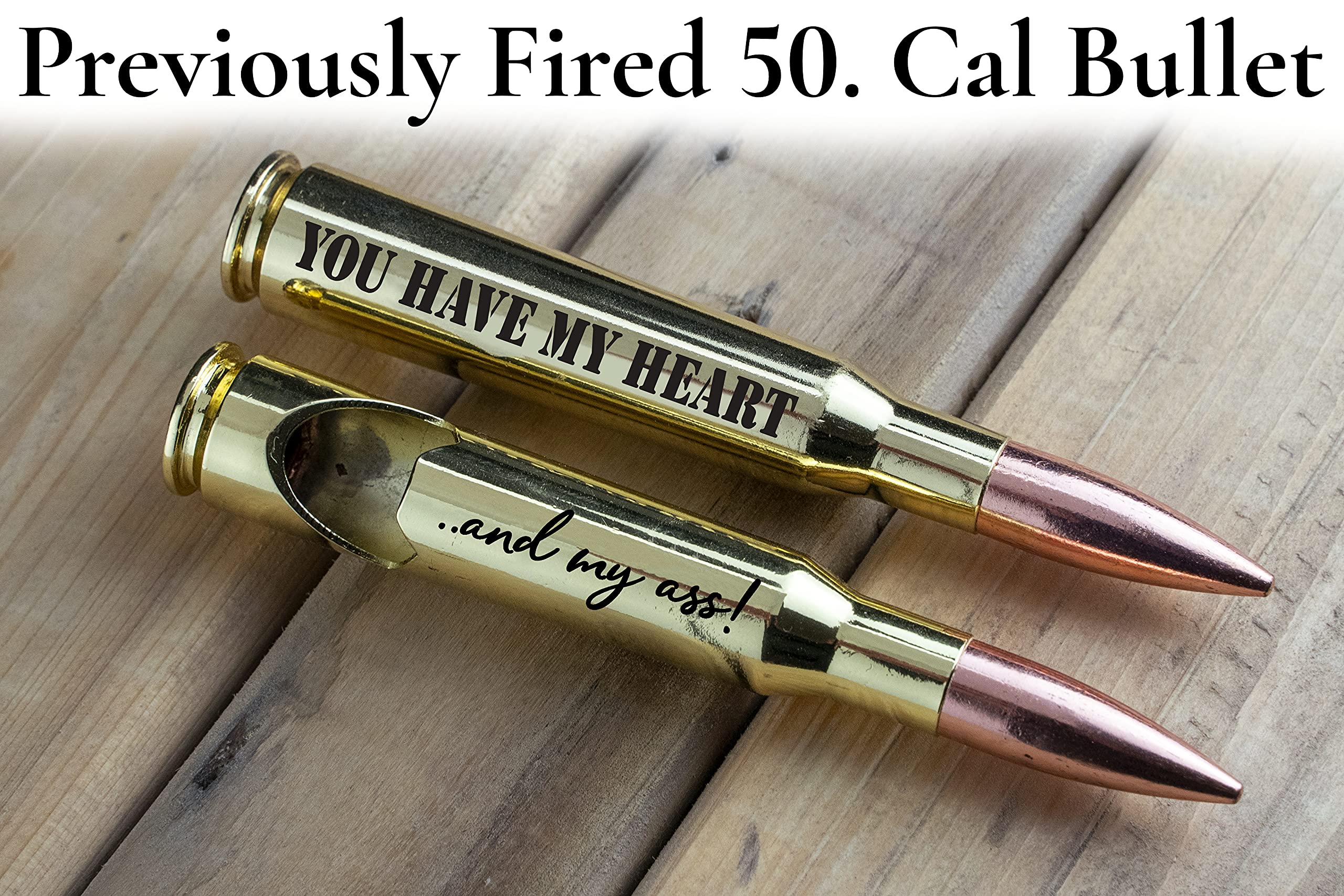 Funny Anniversary/Birthday Gifts for Boyfriend I Husband Birthday Gift - ''You have my Heart and my As!'' - 50 Cal Bottle Opener I Cute Couples Anniversary for Boyfriend from Girlfriend