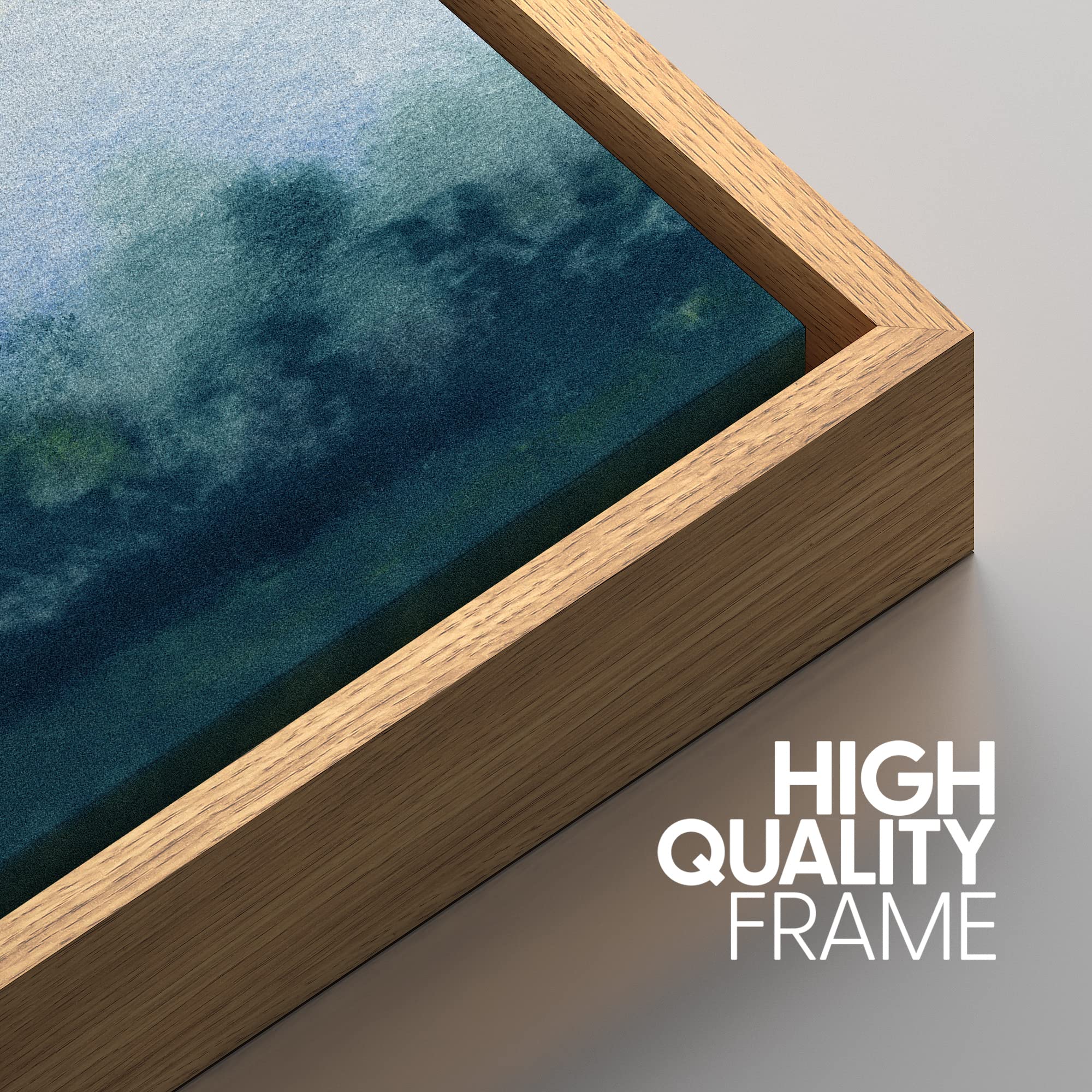 Signwin Framed Canvas Print Wall Art Pastel Blue Minimal Paint Stroke Landscape Abstract Shapes Illustrations Minimalism Decorat