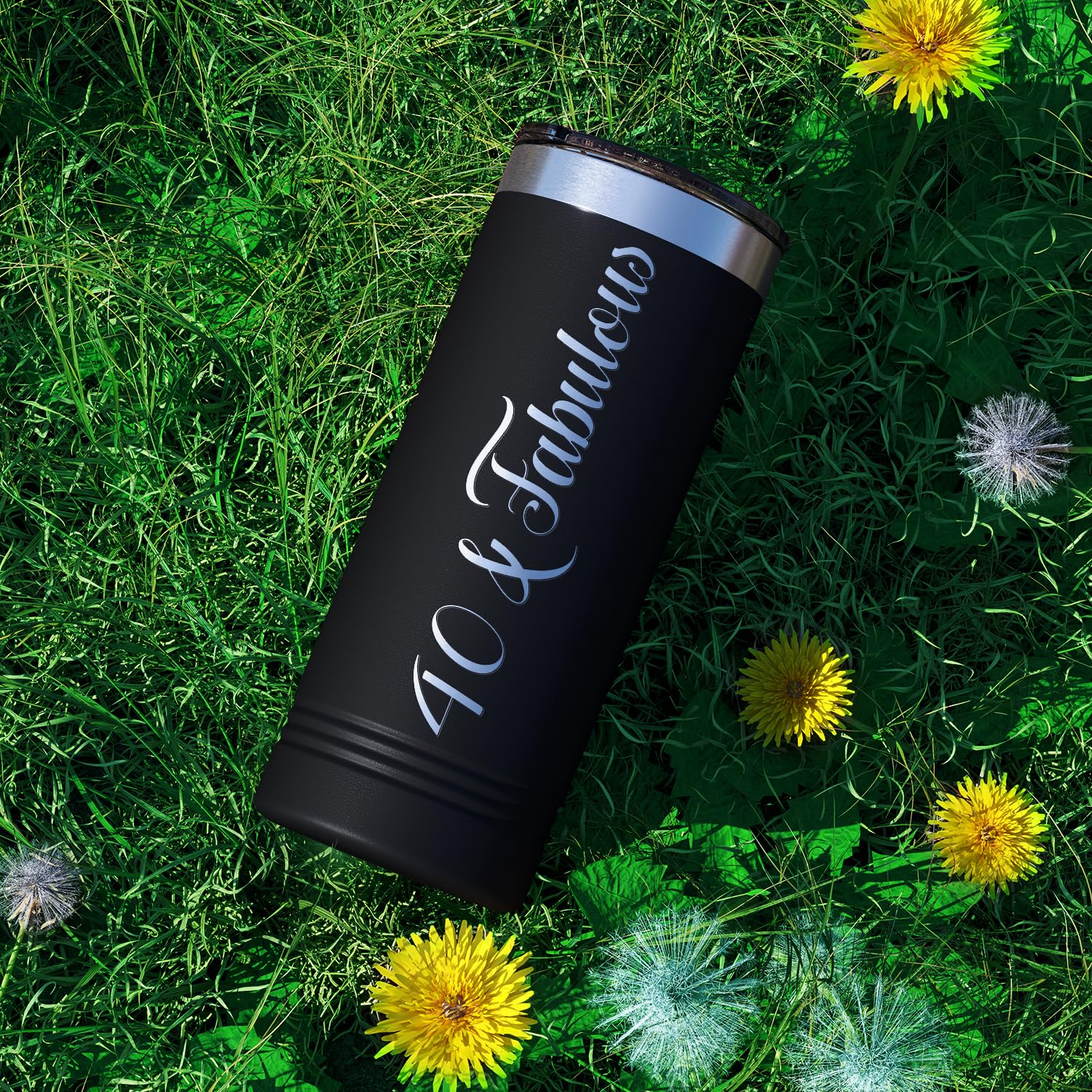 40 & Fabulous 22 Oz Skinny Tumbler 40Th Birthday Gifts For Women On Black Decorations Funny Present Vacuum Insulated Cup With St