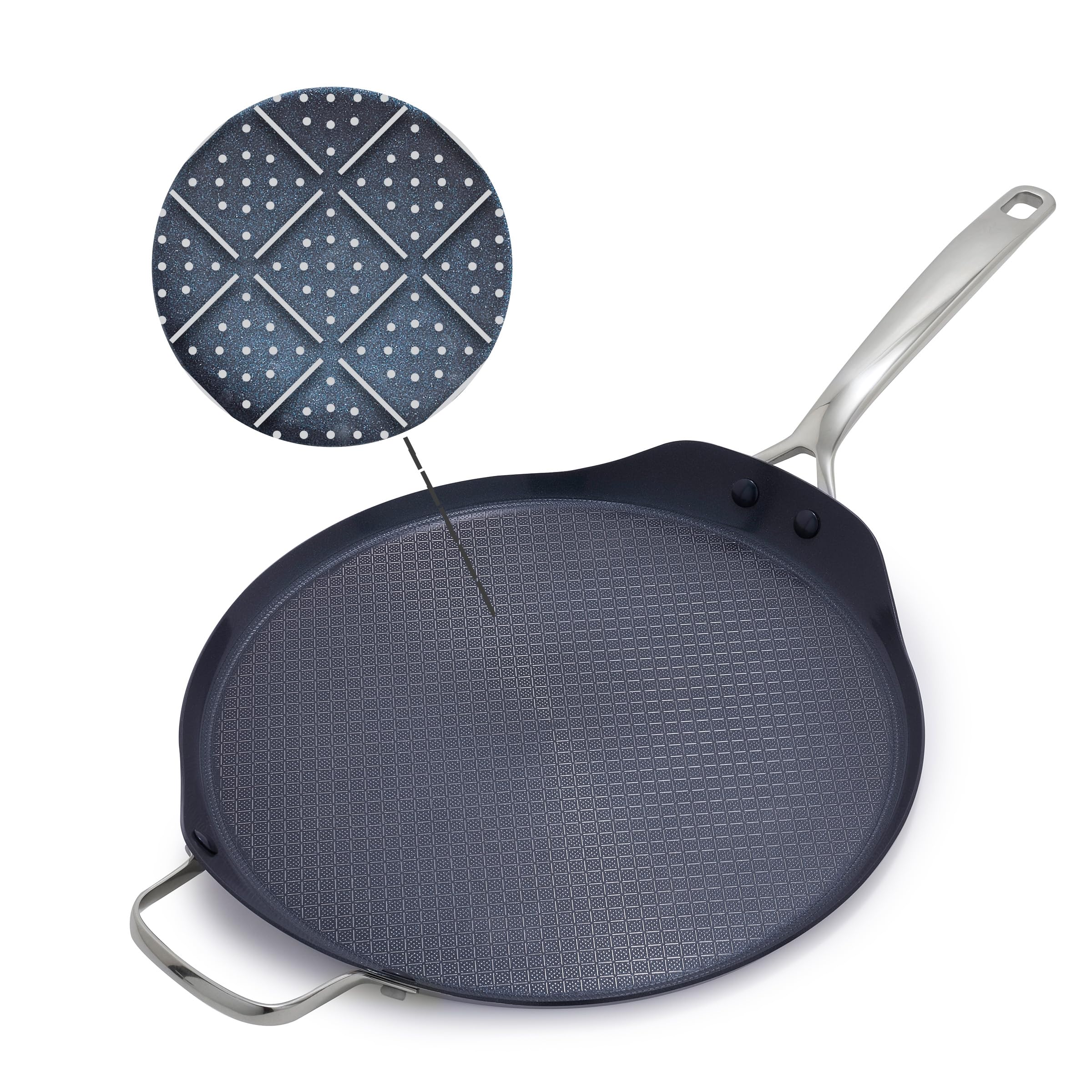 Blue Diamond Hybrid 12 Stainless Steel Nonstick XL Griddle Pan