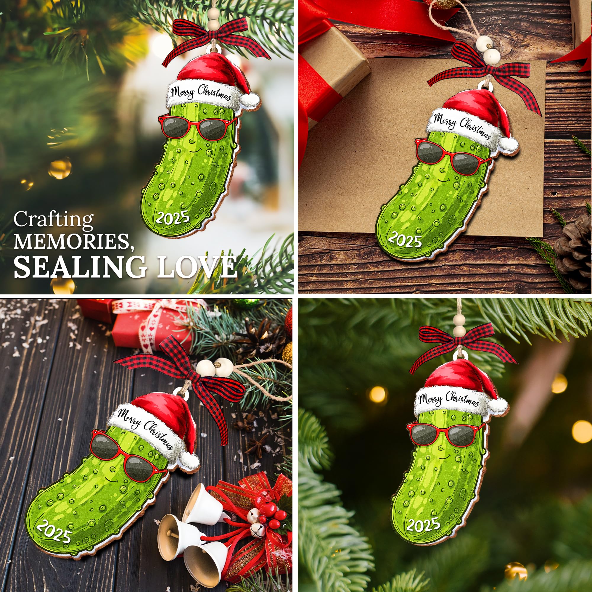 HEXMOZ Christmas Pickle Ornament 2025 - Pickles Themed Gifts for Women Men - Funny Dill Pickles Gifts for Pickle Lovers, Cute Ga