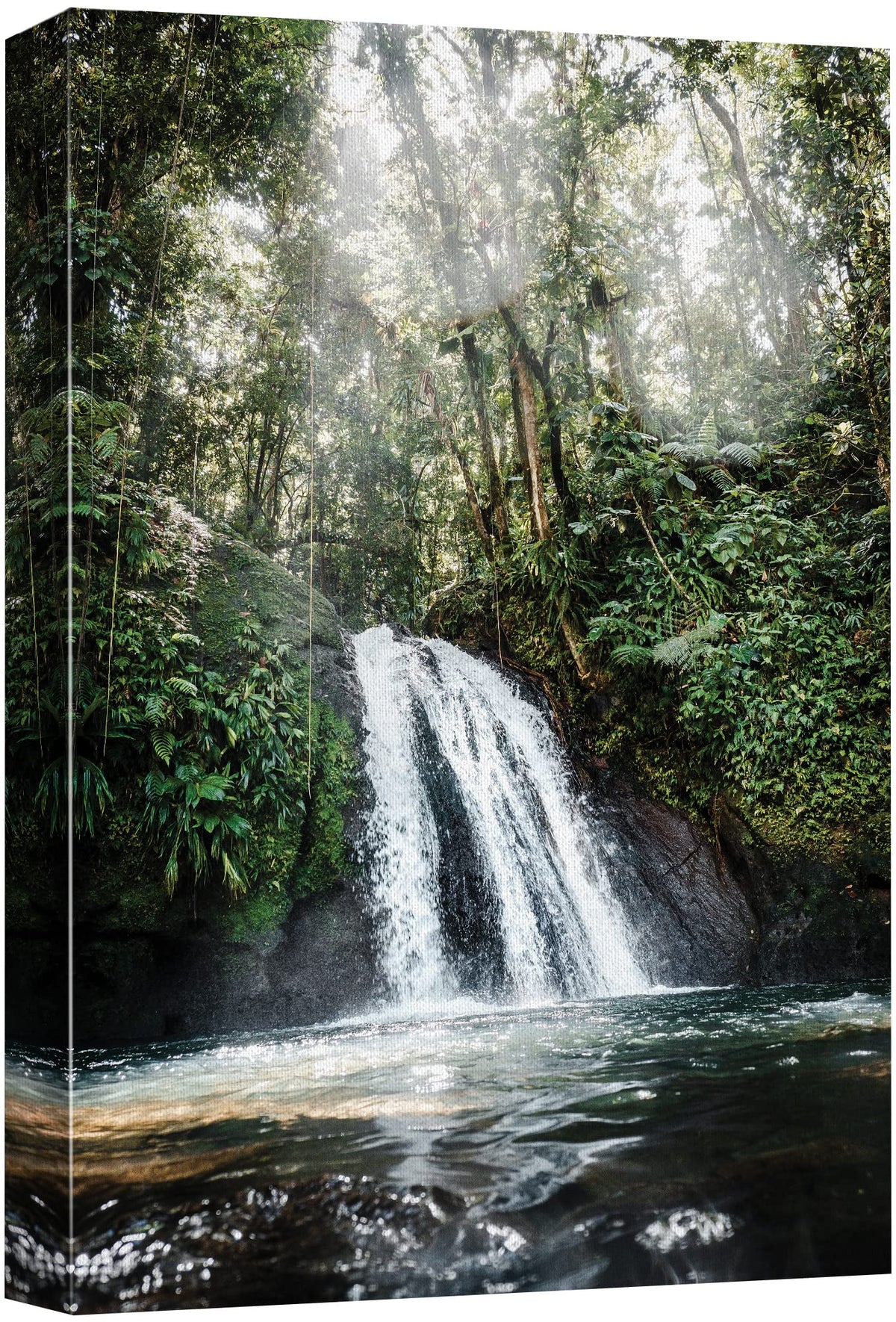Wall26 Canvas Print Wall Art Waterfall Forest Landscape In Sunlight Nature Wilderness Photography Modern Rustic Scenic Multicolo