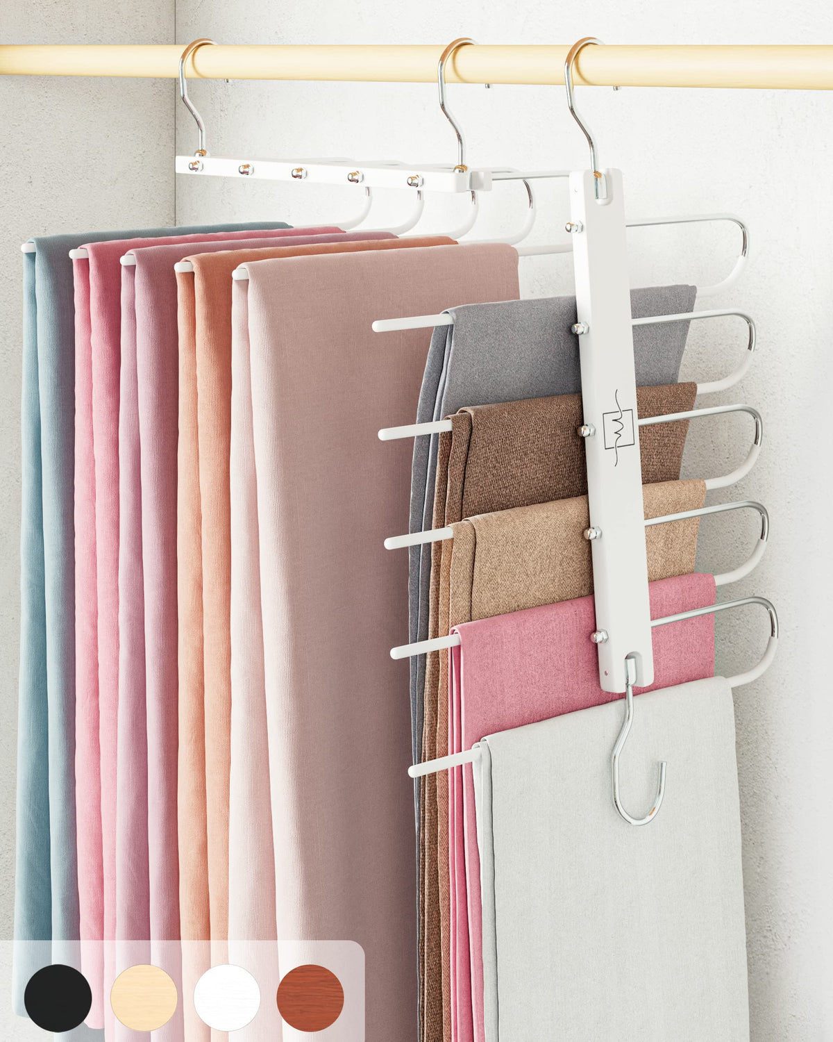 Moralve Pants Hangers Space Saving - European Beechwood Hangers For Clothes Hanger Organizer - Jean Hangers Pants Rack Scarf Han