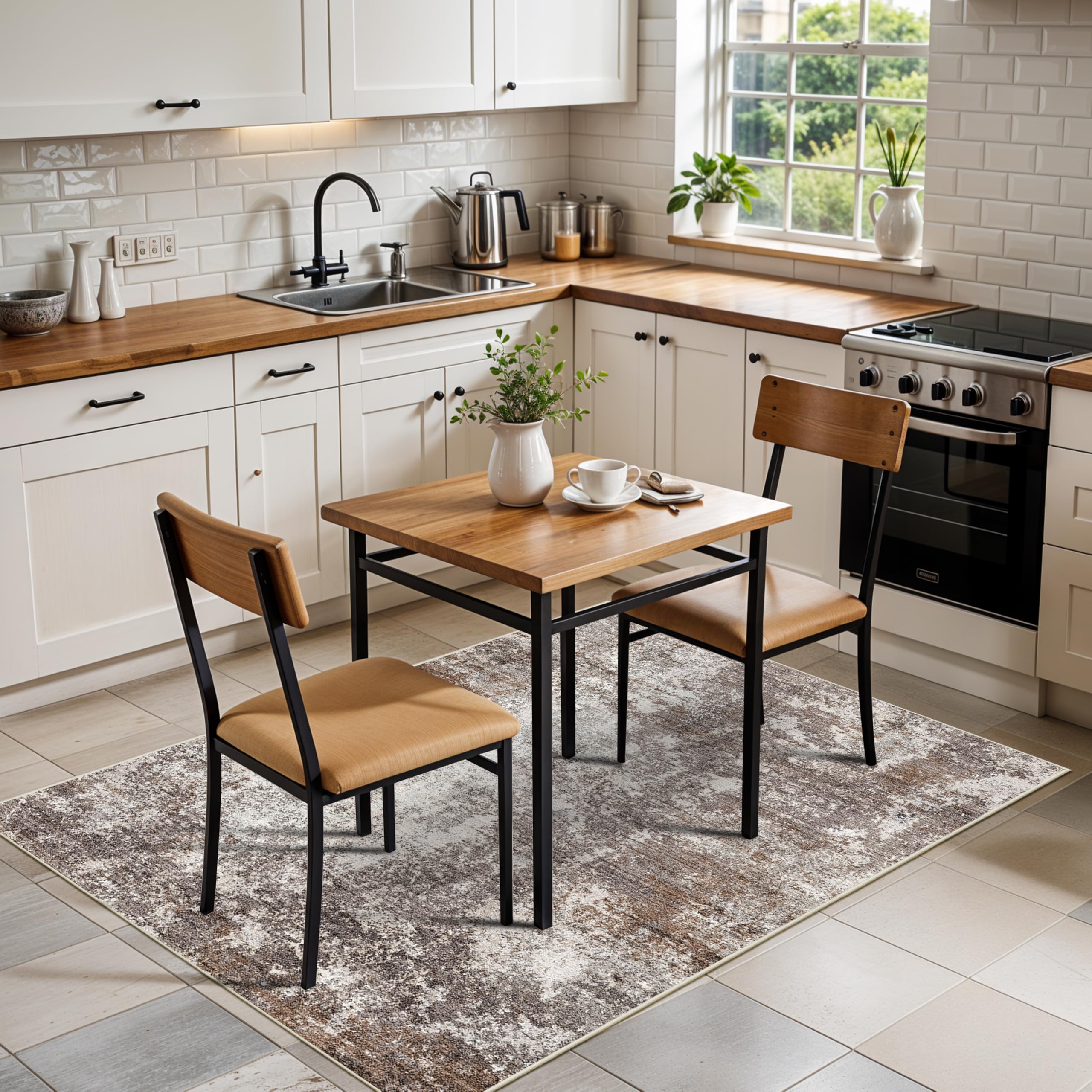 3x5 Washable Entryway Rug - Non-Slip Rubber Backed Small Area Rug for Kitchen, Bedroom, Living Room, Office - Soft Low-Pile Thin