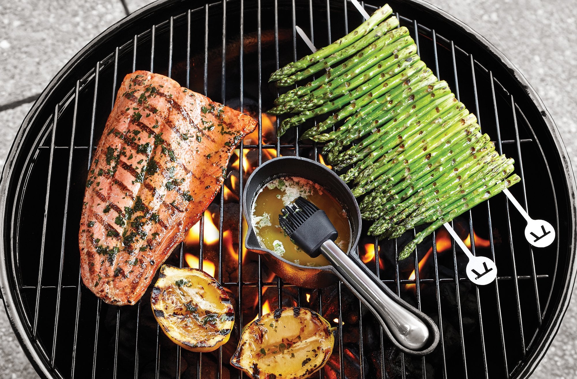Outset Basting Pot And Brush, Cast Iron Pan And Sauce Brush