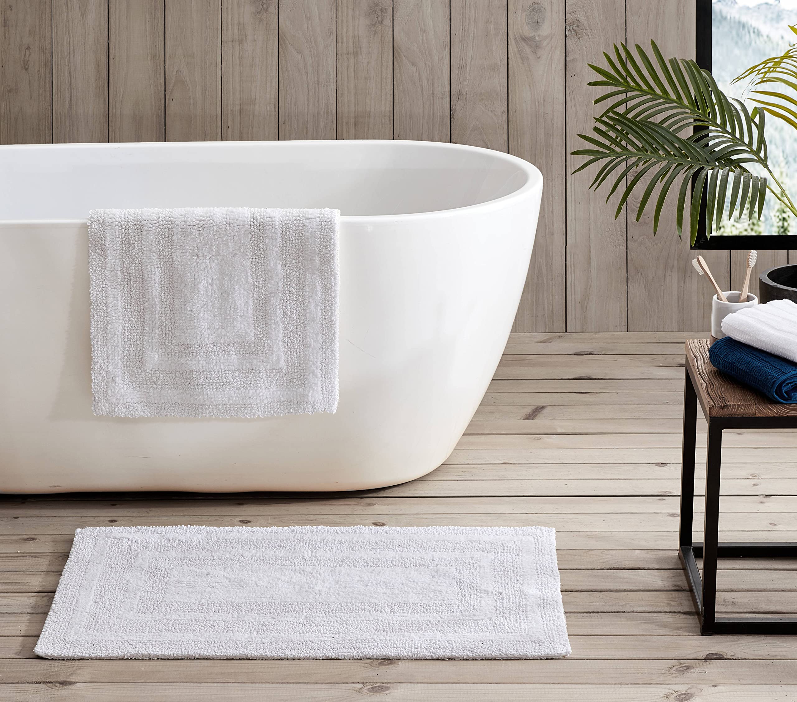 Eddie Bauer - Bathroom Rugs Set, Soft Tufted Cotton Bathroom Decor, Super Absorbent & Quick Dry (Logan White, 2 Piece)